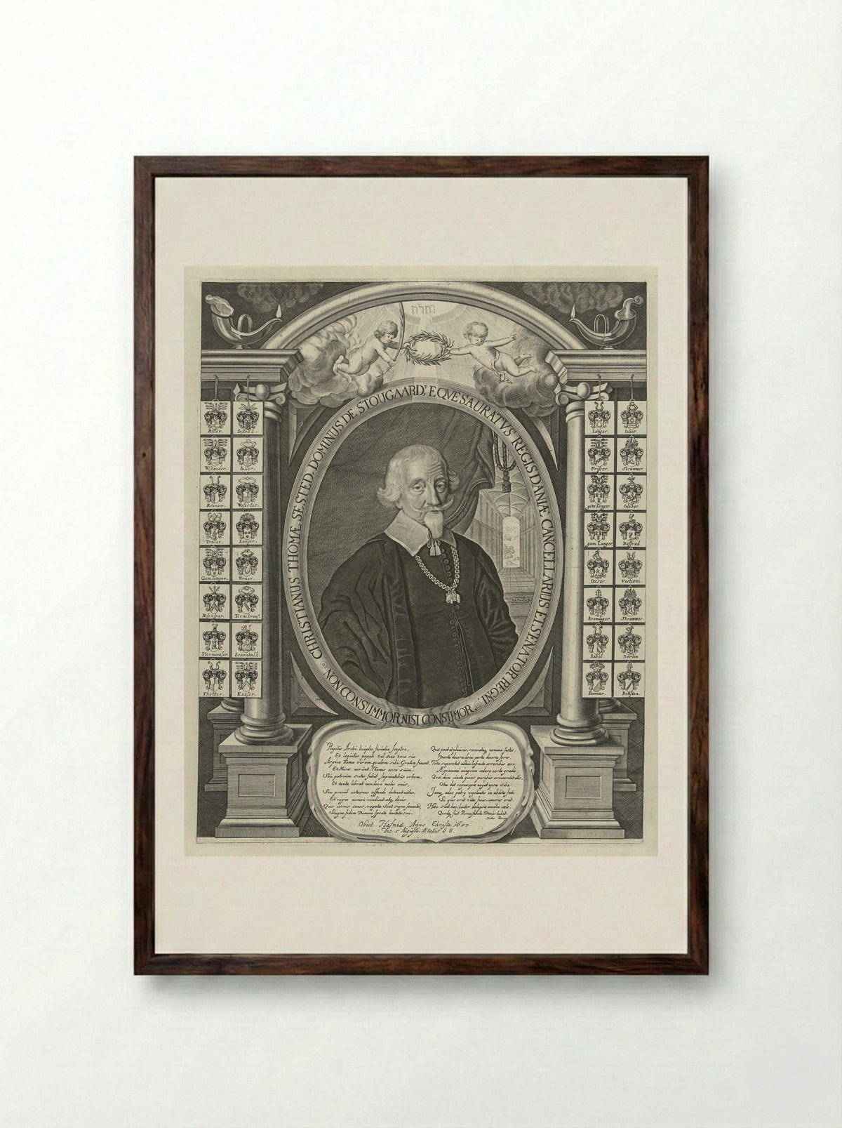 Portret van Christian Thomas Sested - Albert Haelwegh - Framed Print Dark Wood