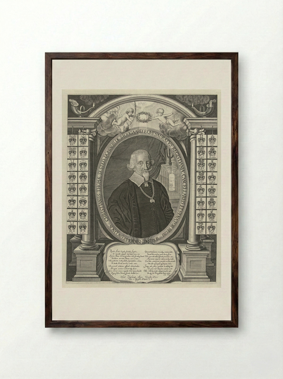 Portret van Christian Thomas Sested - Albert Haelwegh - Framed Print Dark Wood