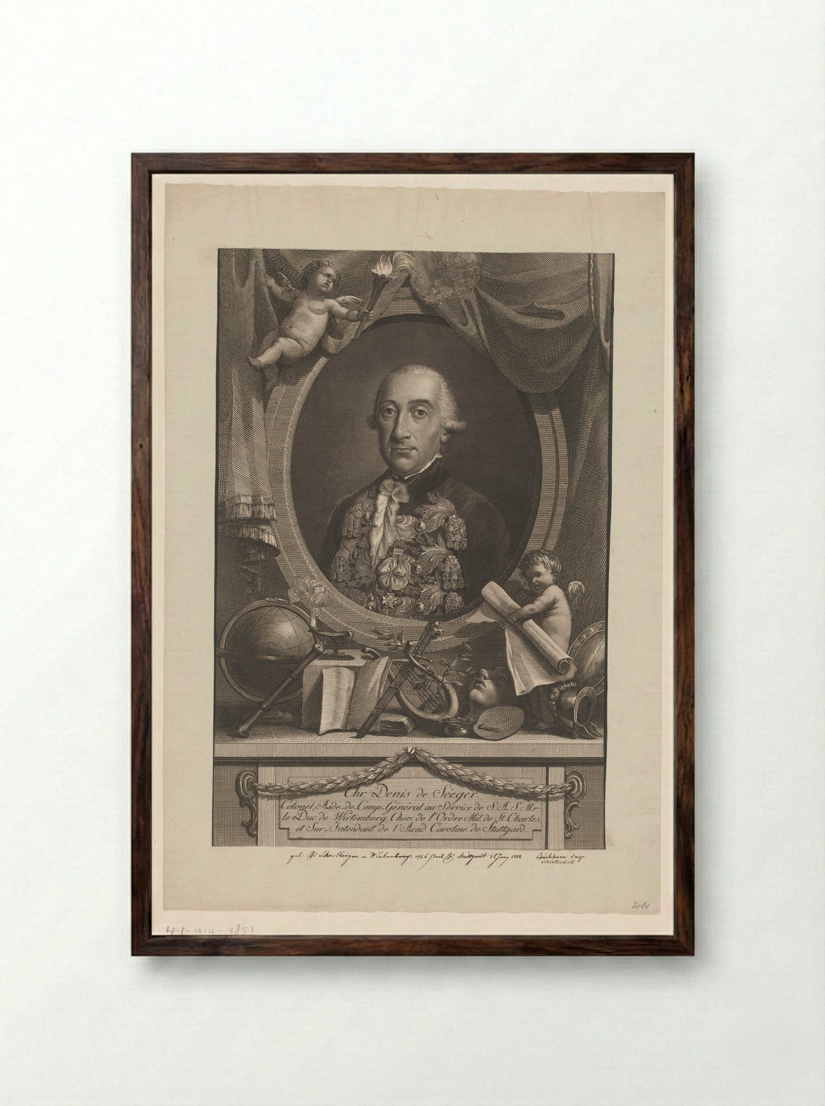Portret van Christoph Dionysius, Freiherr von Seeger - Christian Jakob Schlotterbeck - Framed Print Dark Wood