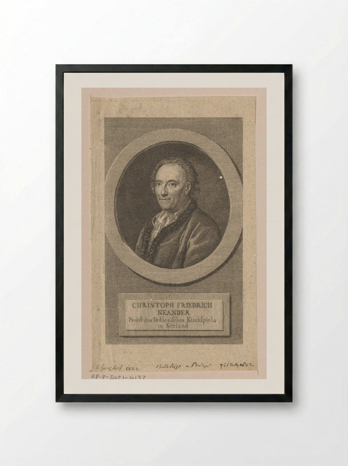 Portret van Christoph Friedrich Neander - Eberhard Siegfried Henne - Framed Print Black