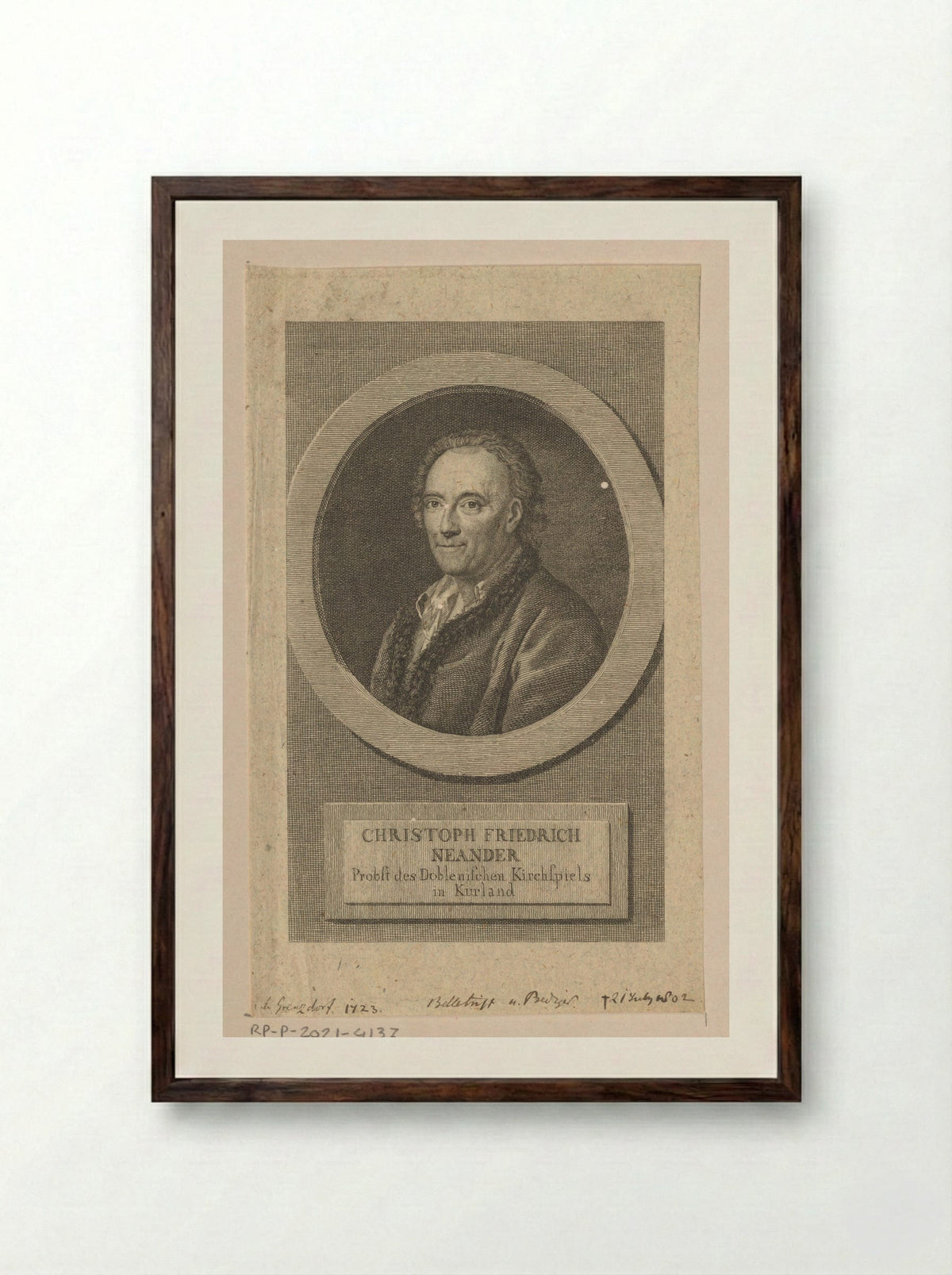 Portret van Christoph Friedrich Neander - Eberhard Siegfried Henne - Framed Print Dark Wood