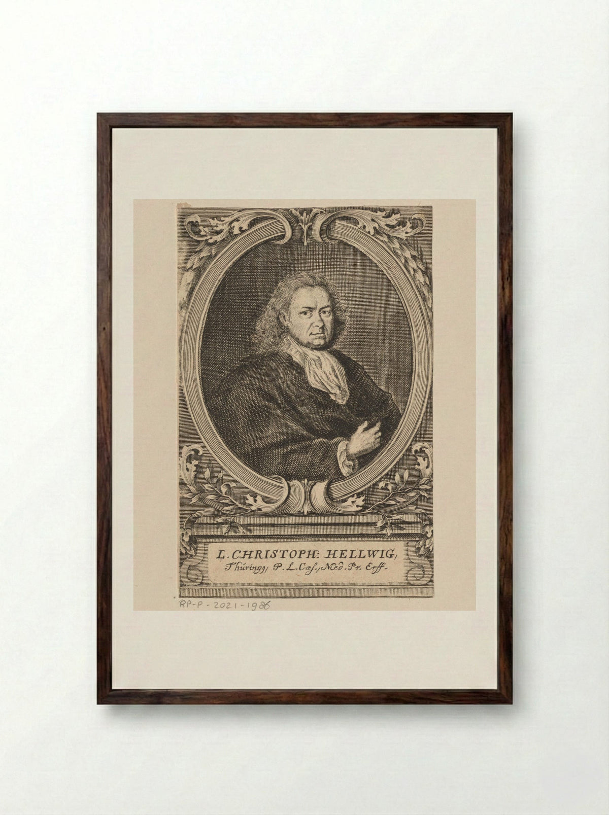 Portret van Christoph Hellwig - Jakob Petrus - Framed Print Dark Wood