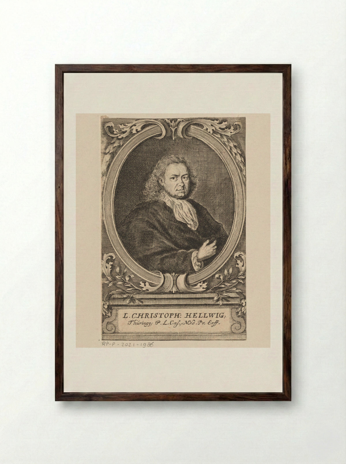 Portret van Christoph Hellwig - Jakob Petrus - Framed Print Dark Wood