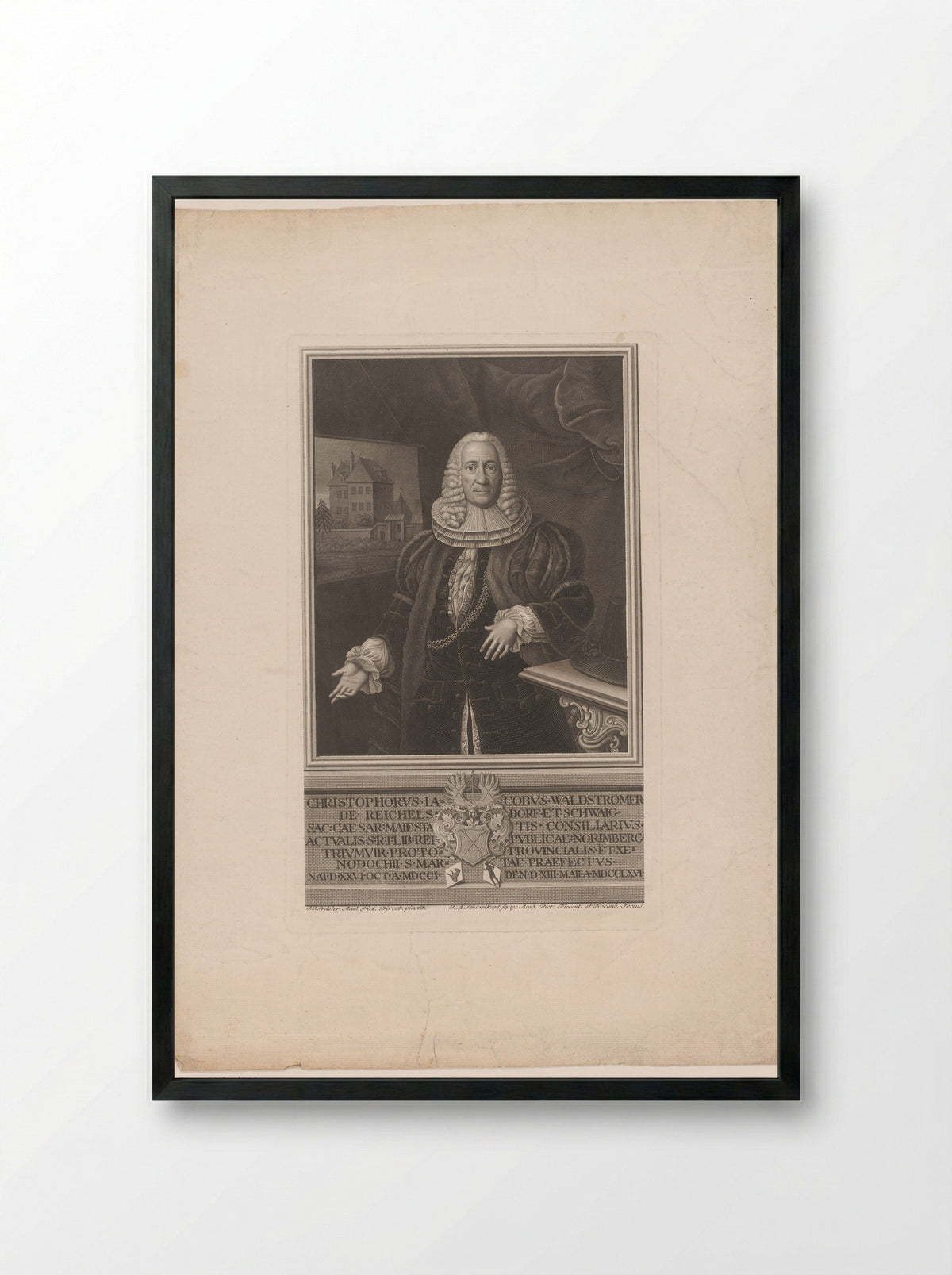 Portret van Christoph Jacob Waldstromer von Reichelsdorf - Johann Adam Schweickart - Framed Print Black
