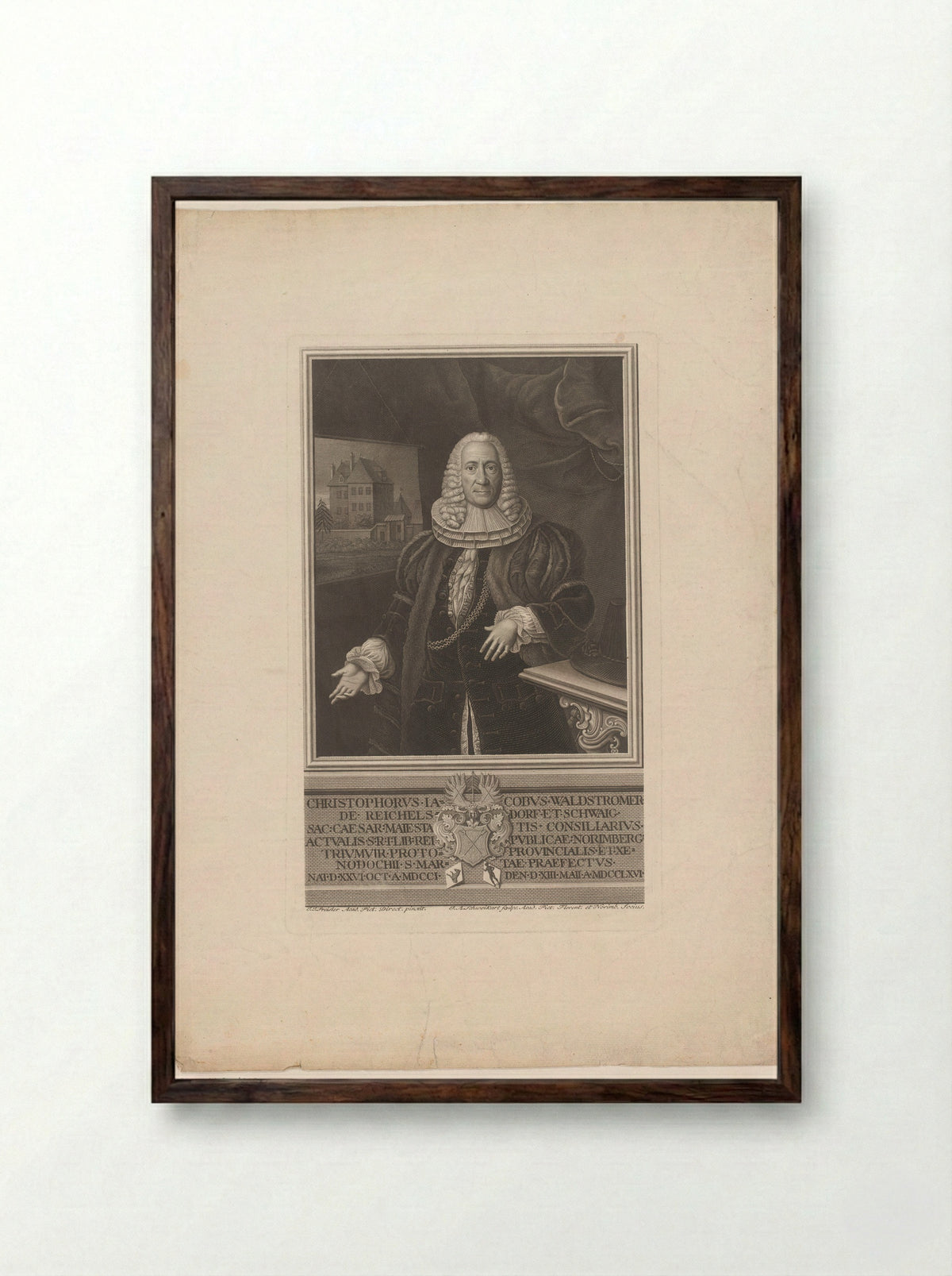 Portret van Christoph Jacob Waldstromer von Reichelsdorf - Johann Adam Schweickart - Framed Print Dark Wood