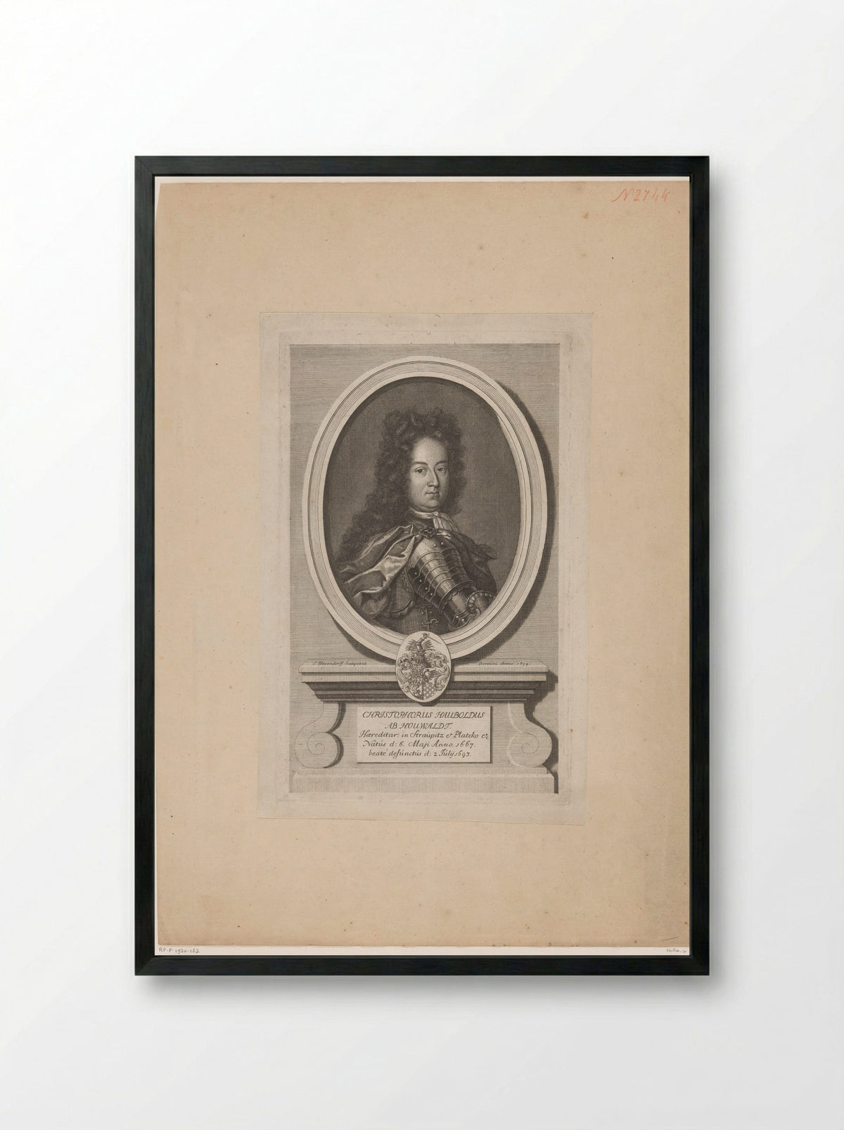 Portret van Christopher Haubold von Houwaldt - Samuel Blesendorf - Framed Print Black