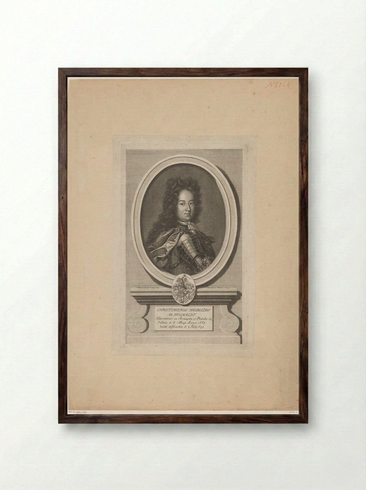 Portret van Christopher Haubold von Houwaldt - Samuel Blesendorf - Framed Print Dark Wood