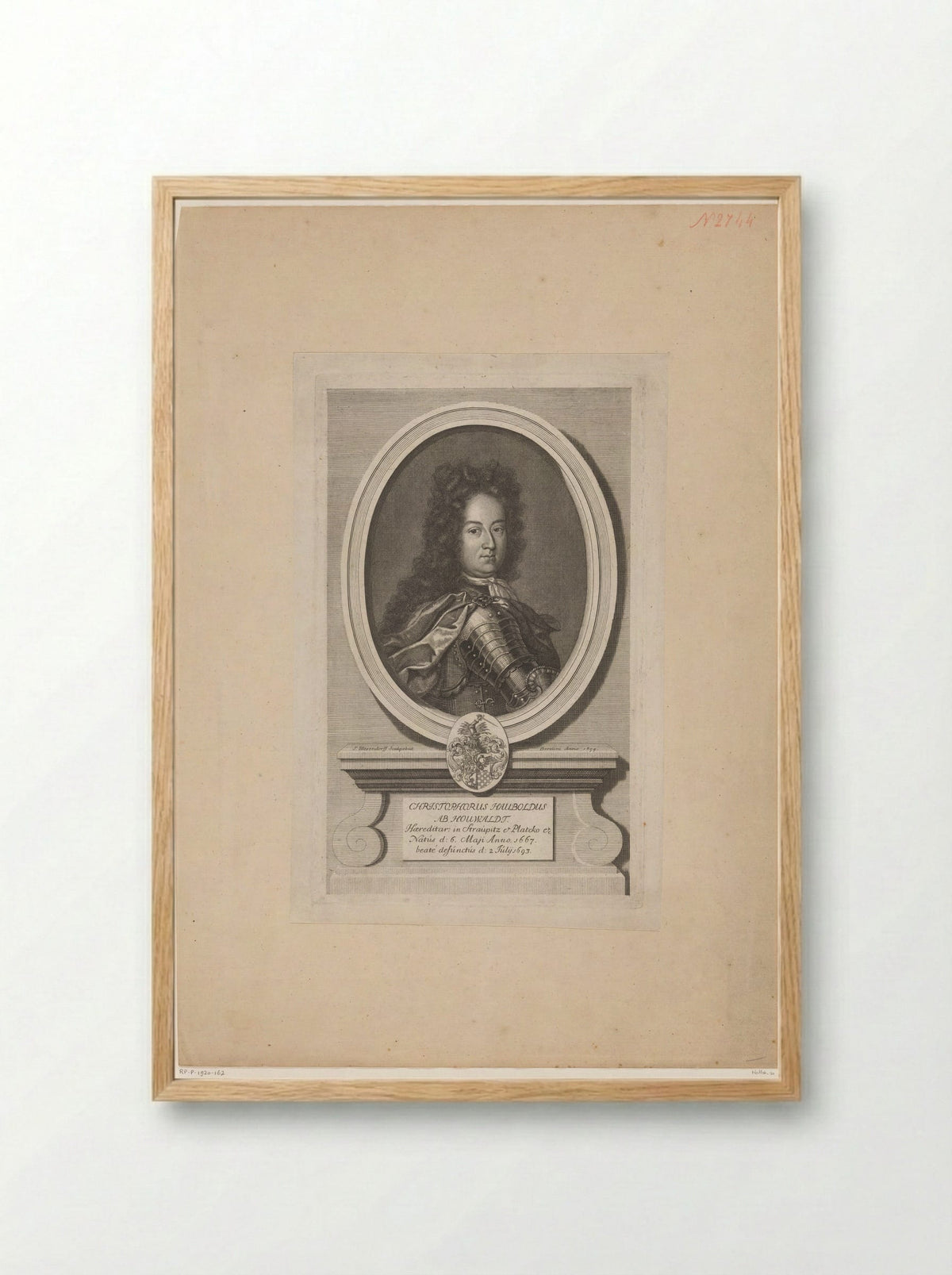 Portret van Christopher Haubold von Houwaldt - Samuel Blesendorf - Framed Print Wood