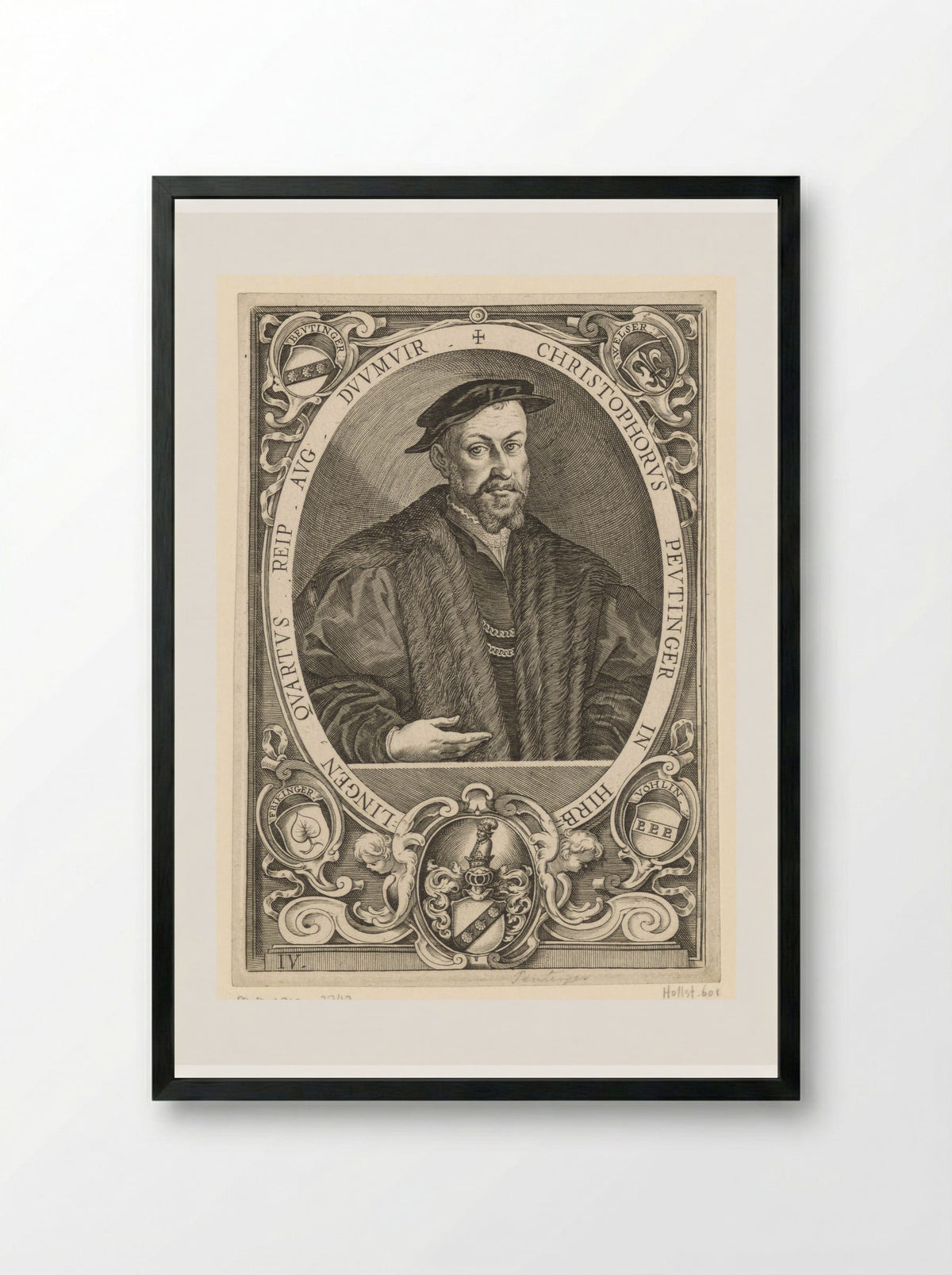 Portret van Christopher Peutinger - Lucas Kilian - Framed Print Black