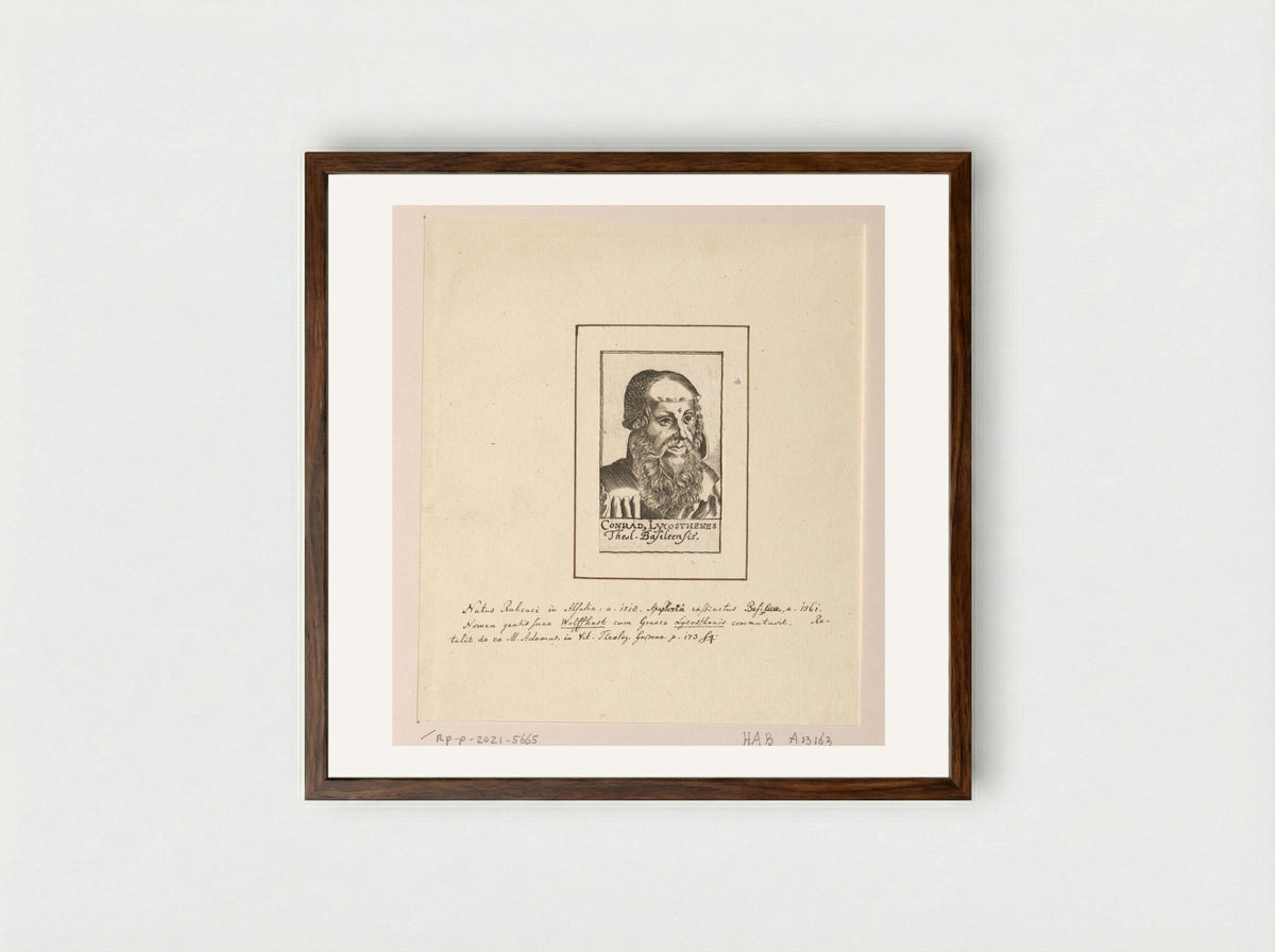 Portret van Conrad Lycosthenes - Johann Franck - Framed Print Dark Wood
