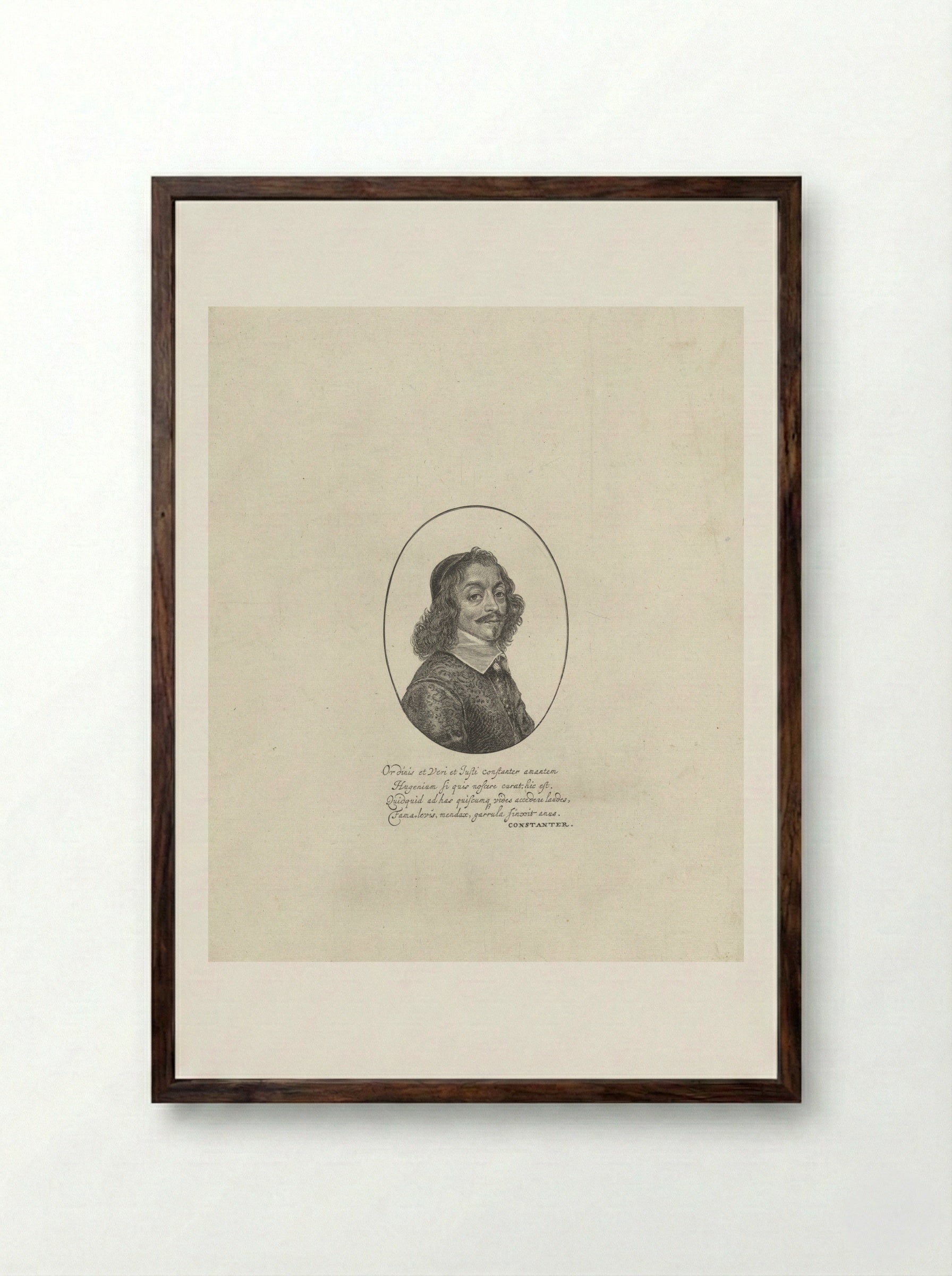 Portret van Constantijn Huygens - Jonas Suyderhoef - Framed Print Dark Wood