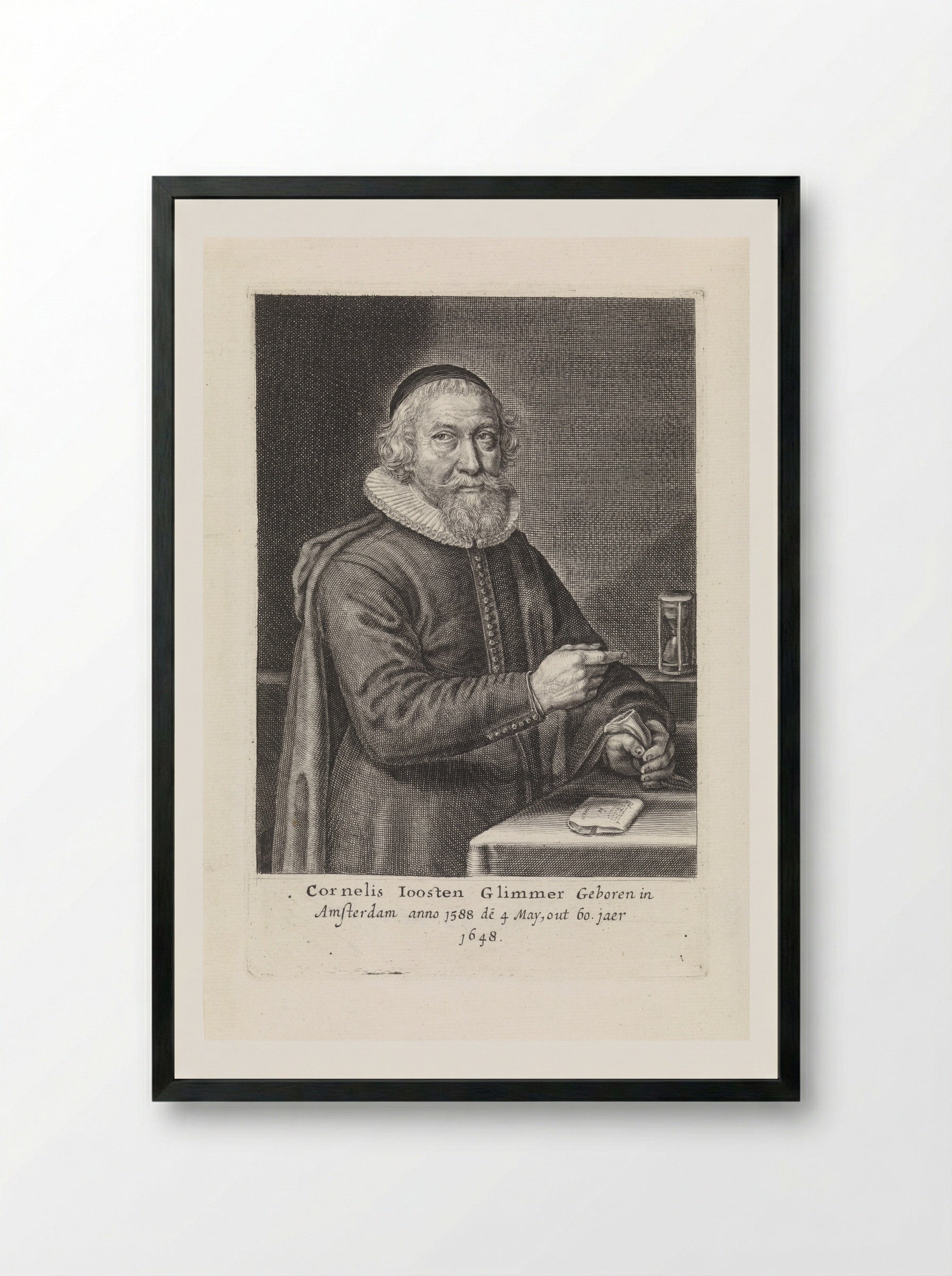 Portret van Cornelis Joosten Glimmer - Crispijn van de Passe (II) - Framed Print Black