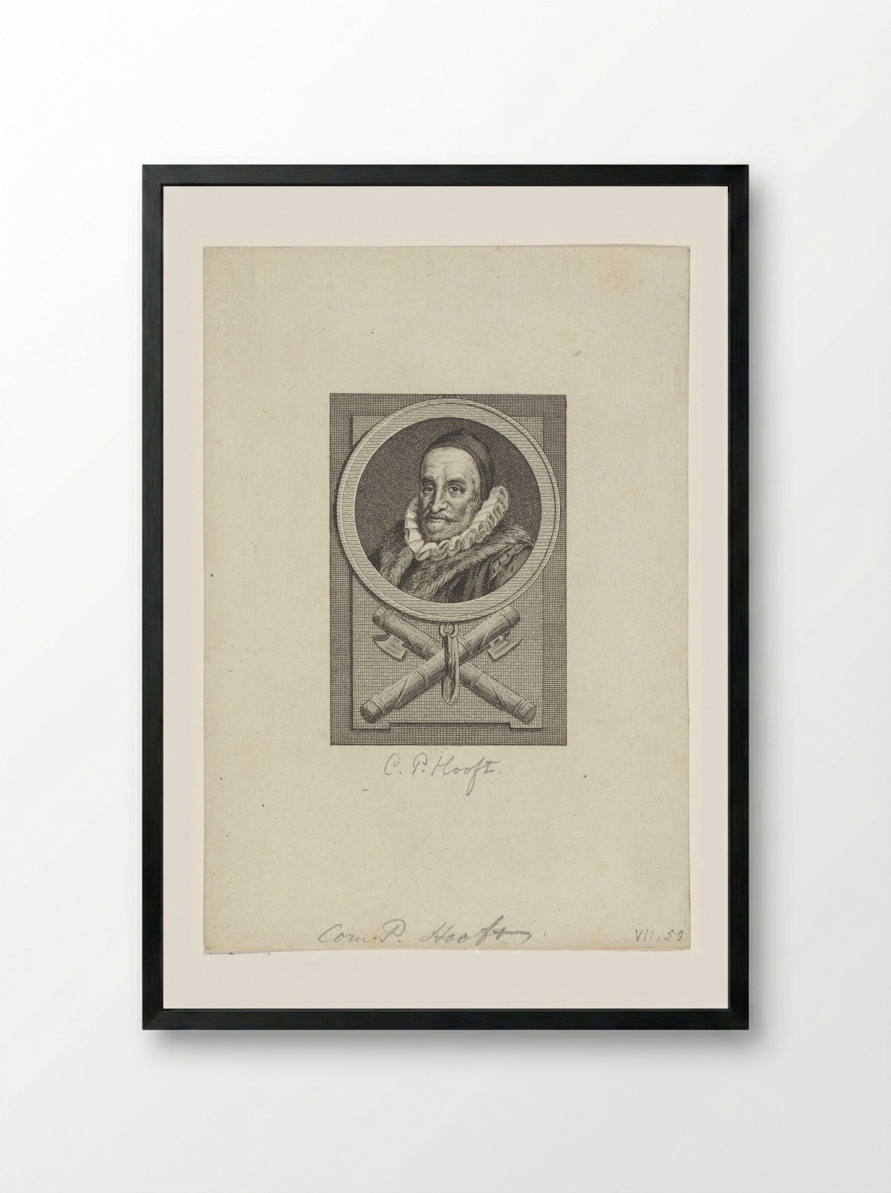 Portret van Cornelis Pietersz. Hooft - Reinier Vinkeles (I) - Framed Print Black