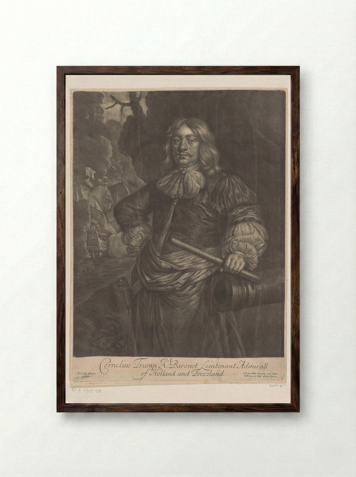 Portret van Cornelis Tromp - Alexander Browne - Framed Print Dark Wood