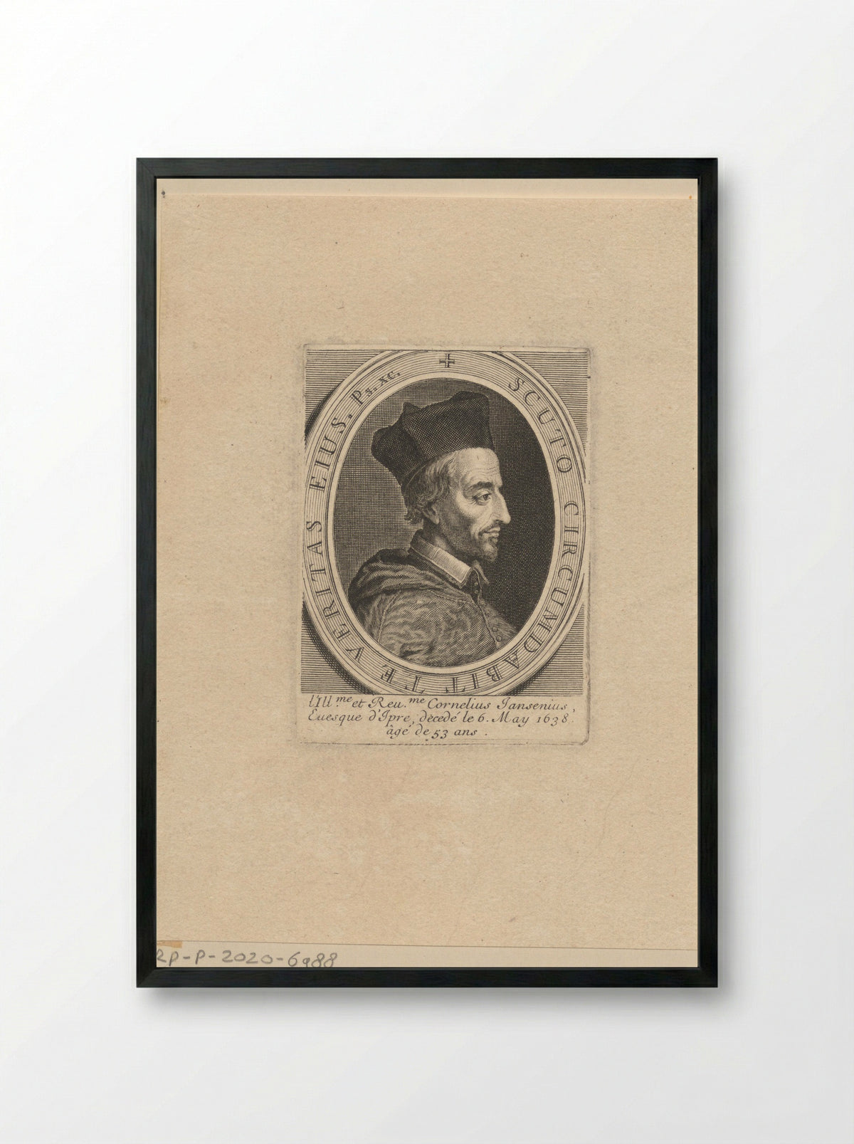 Portret van Cornelius Jansenius - Jean Langlois - Framed Print Black