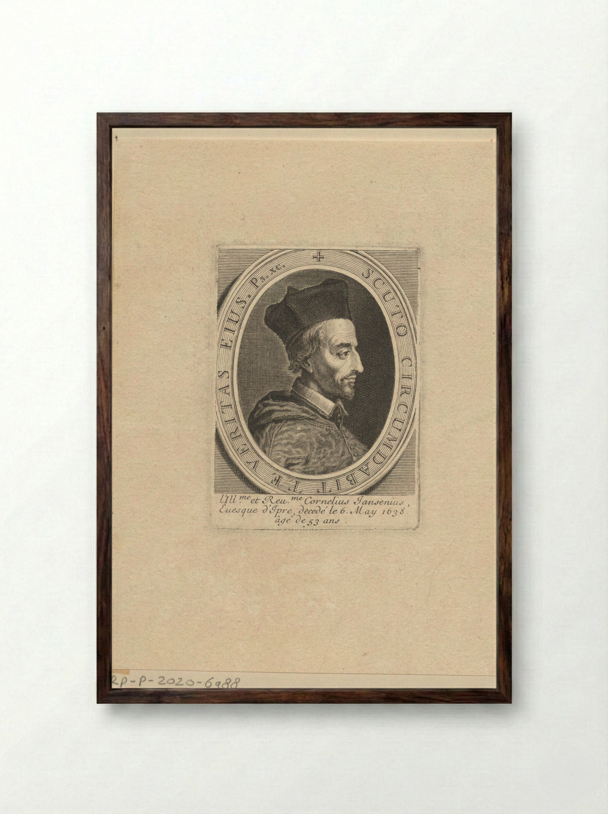 Portret van Cornelius Jansenius - Jean Langlois - Framed Print Dark Wood