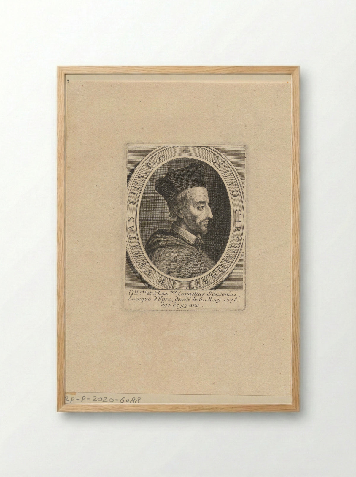 Portret van Cornelius Jansenius - Jean Langlois - Framed Print Wood