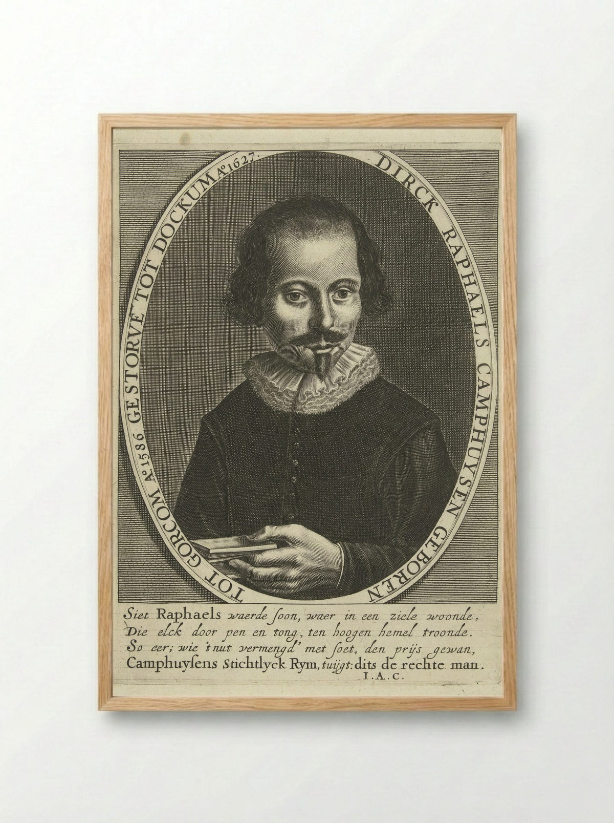 Portret van Dirck Rafaelsz. Camphuysen - Cornelis Koning - Framed Print Wood