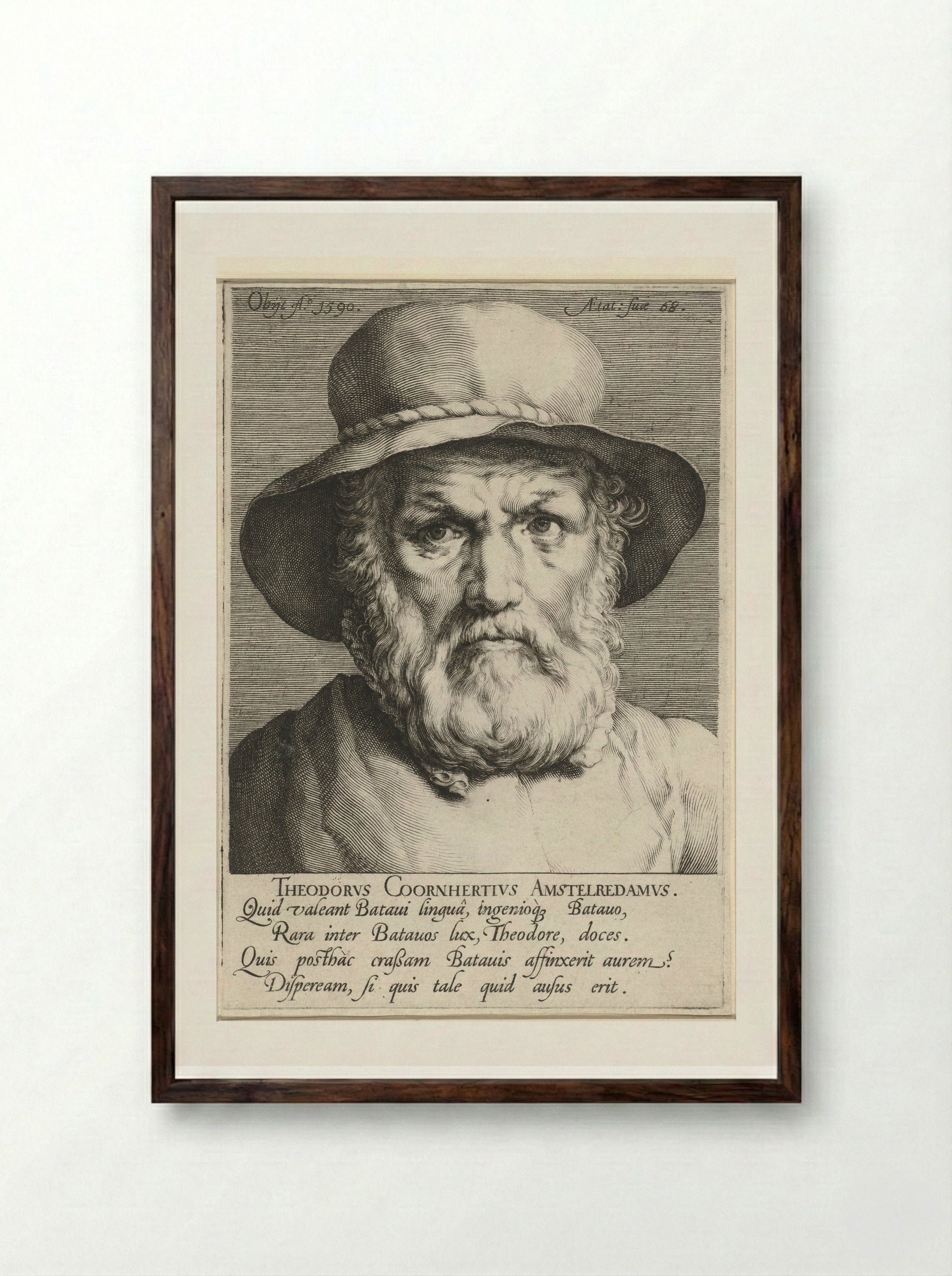 Portret van Dirck Volckertsz. Coornhert - Jan Harmensz. Muller - Framed Print Dark Wood