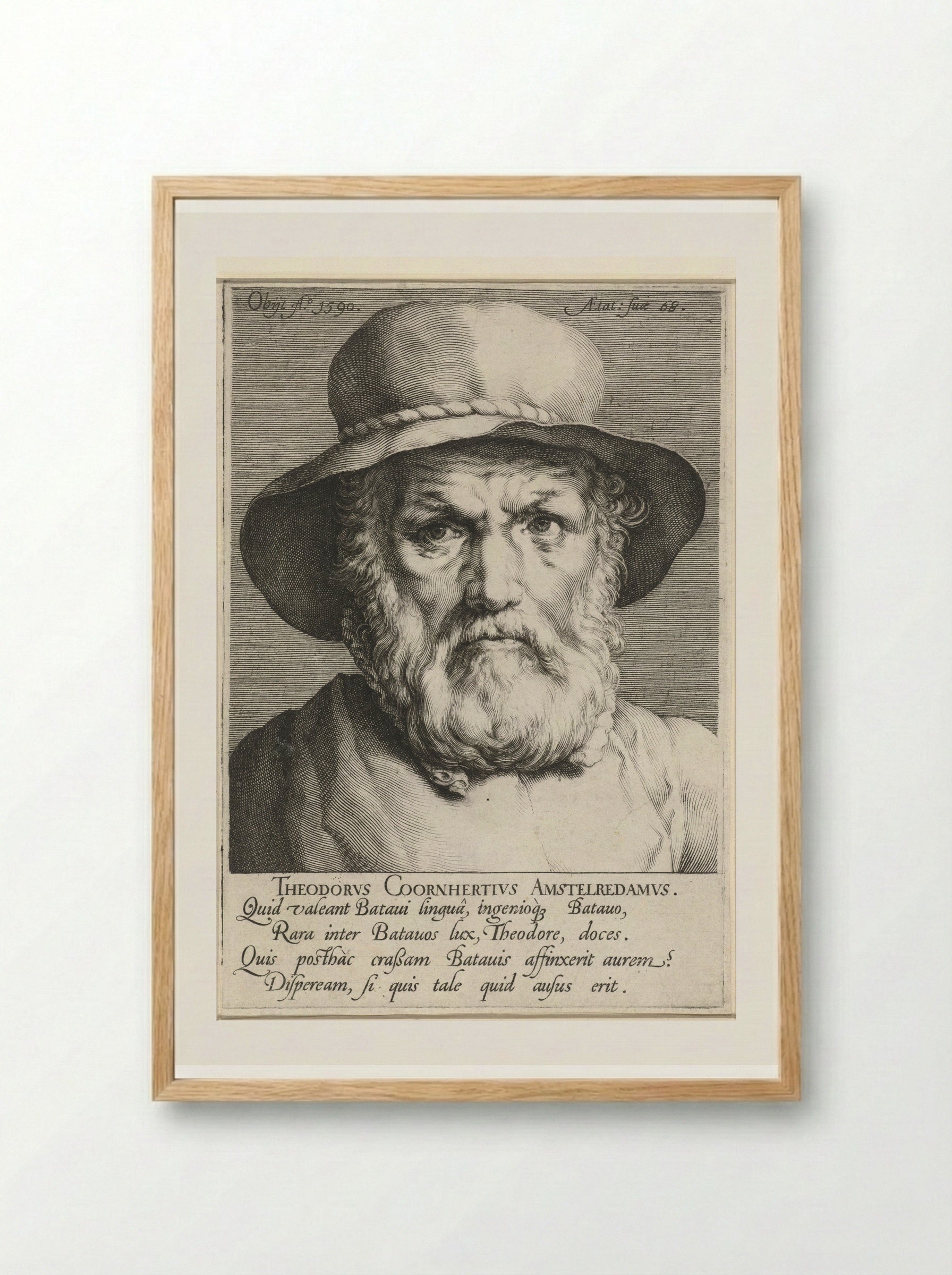 Portret van Dirck Volckertsz. Coornhert - Jan Harmensz. Muller - Framed Print Wood