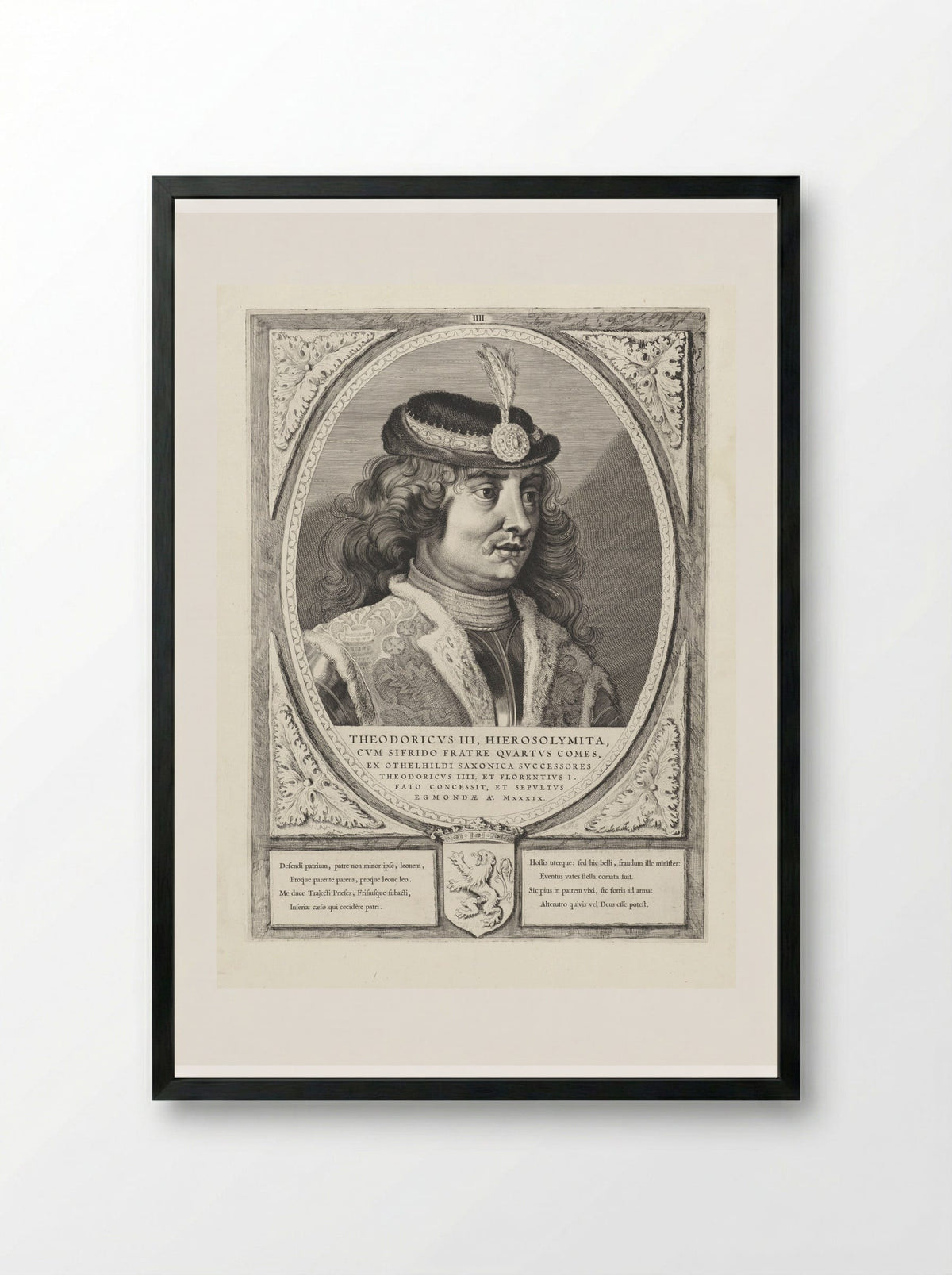 Portret van Dirk III, graaf van Holland - Cornelis Visscher (II) - Framed Print Black