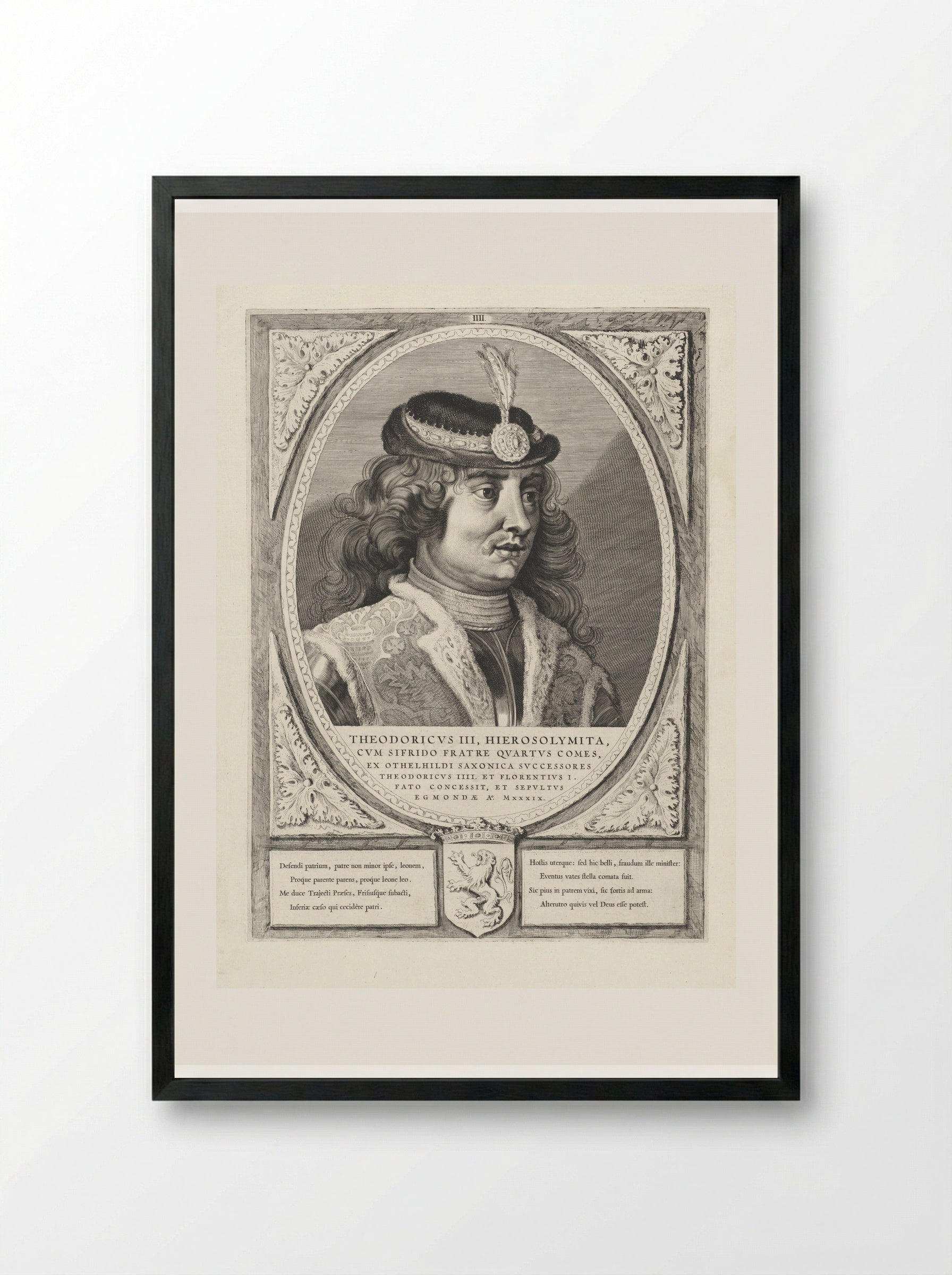 Portret van Dirk III, graaf van Holland - Cornelis Visscher (II) - Framed Print Black