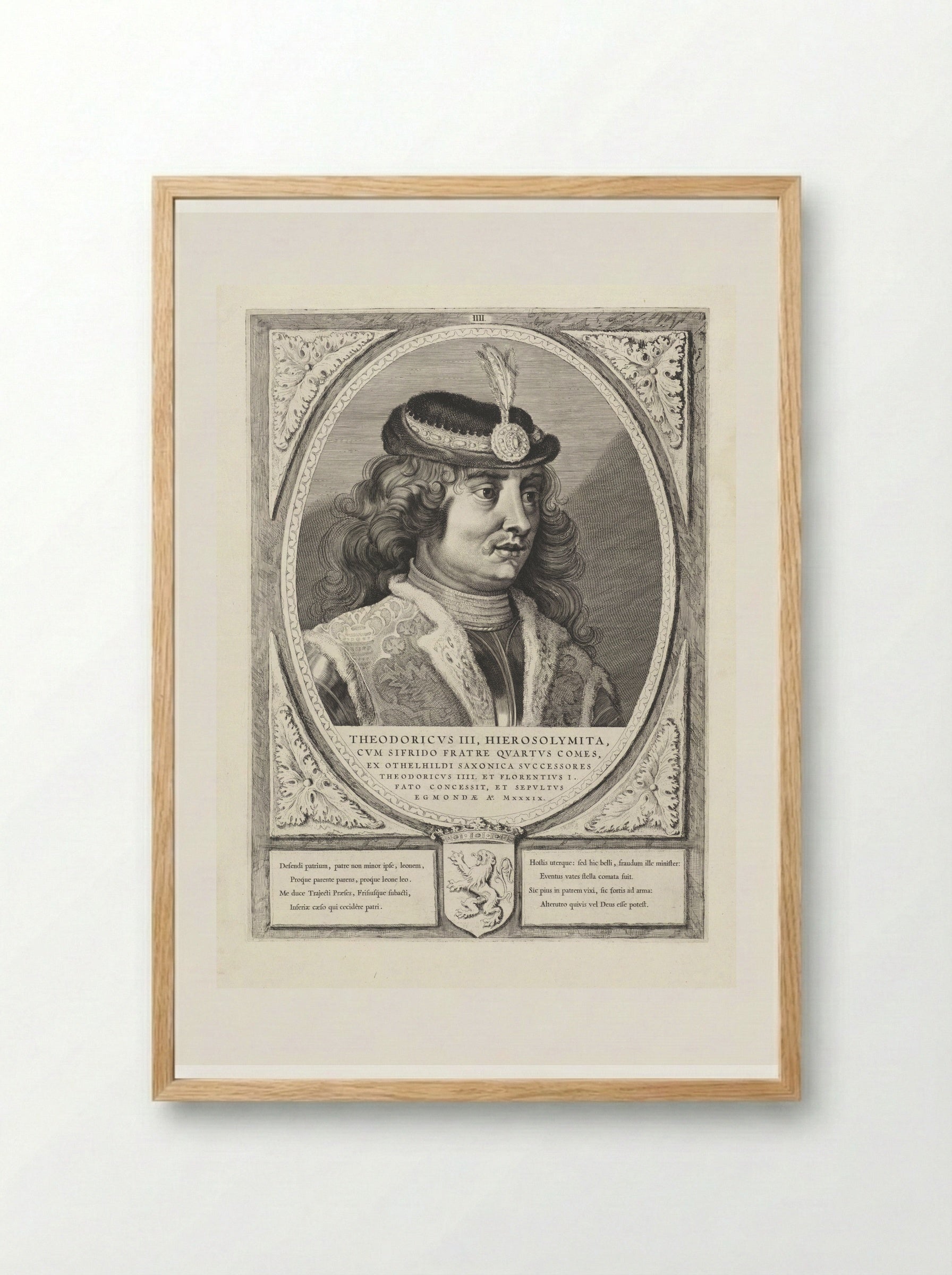 Portret van Dirk III, graaf van Holland - Cornelis Visscher (II) - Framed Print Wood