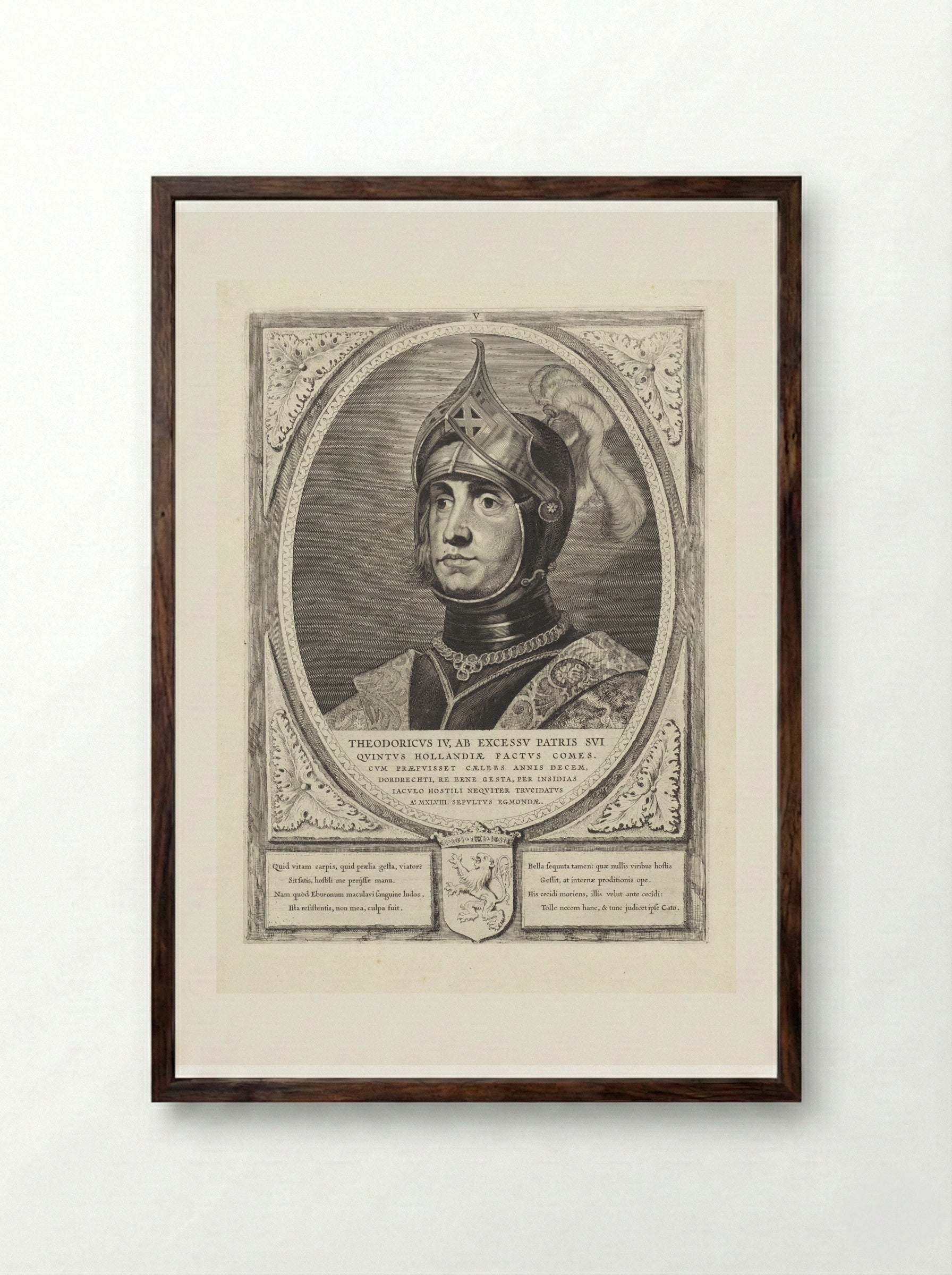 Portret van Dirk IV, graaf van Holland - Cornelis Visscher (II) - Framed Print Dark Wood