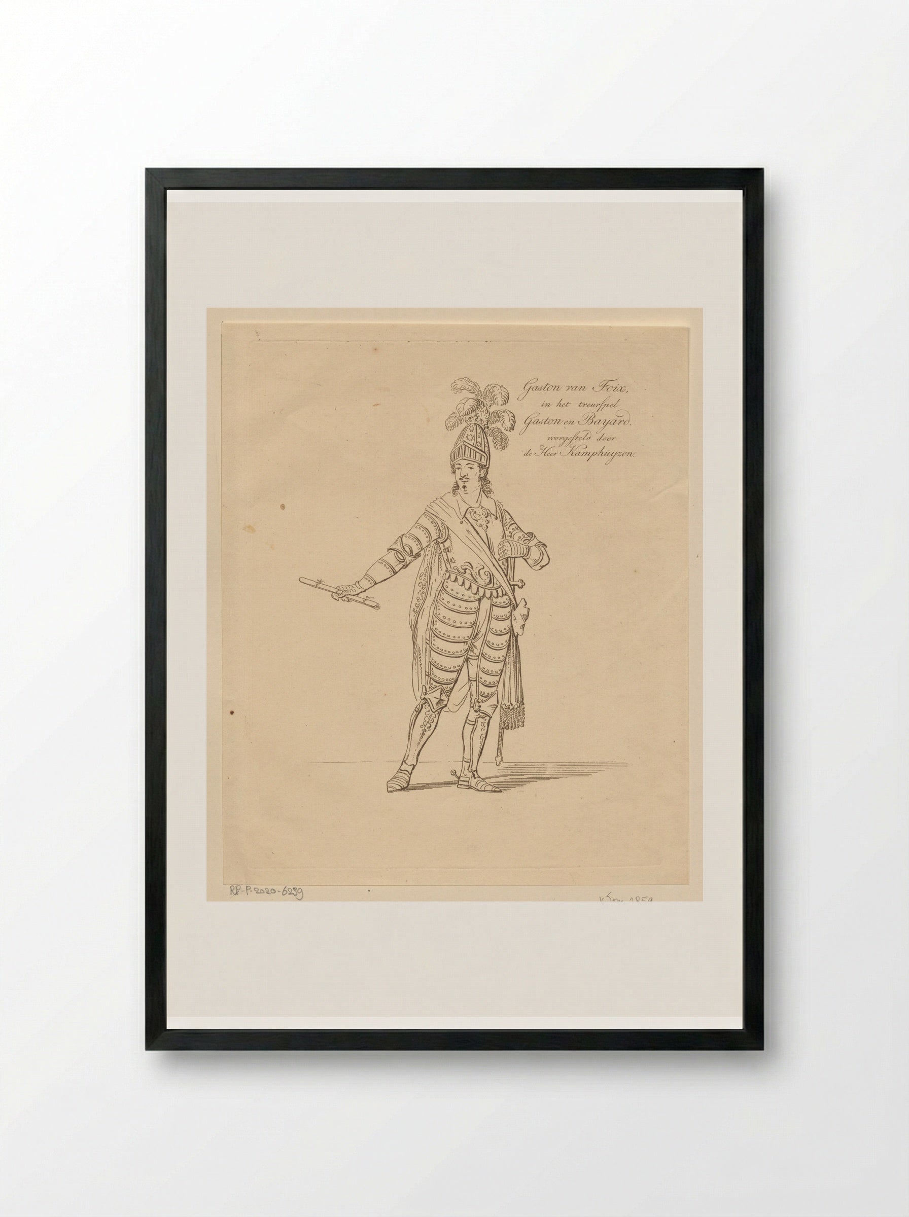 Portret van Dirk Kamphuijzen als Gaston de Foix - Johannes Jelgerhuis - Framed Print Black