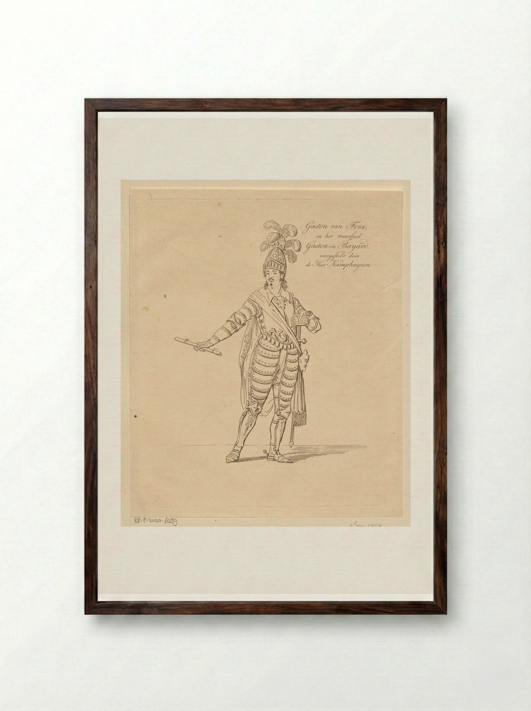 Portret van Dirk Kamphuijzen als Gaston de Foix - Johannes Jelgerhuis - Framed Print Dark Wood