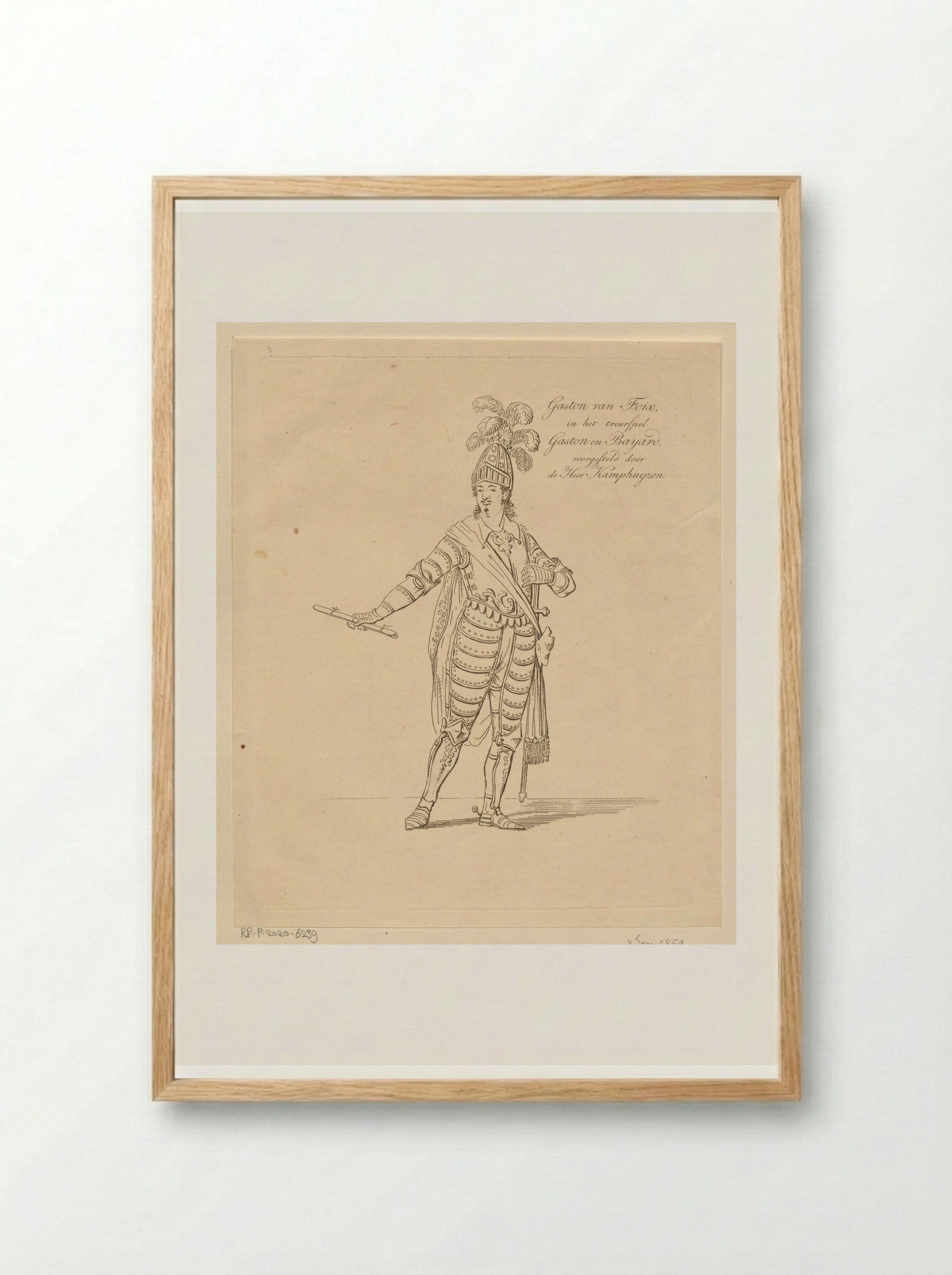 Portret van Dirk Kamphuijzen als Gaston de Foix - Johannes Jelgerhuis - Framed Print Wood