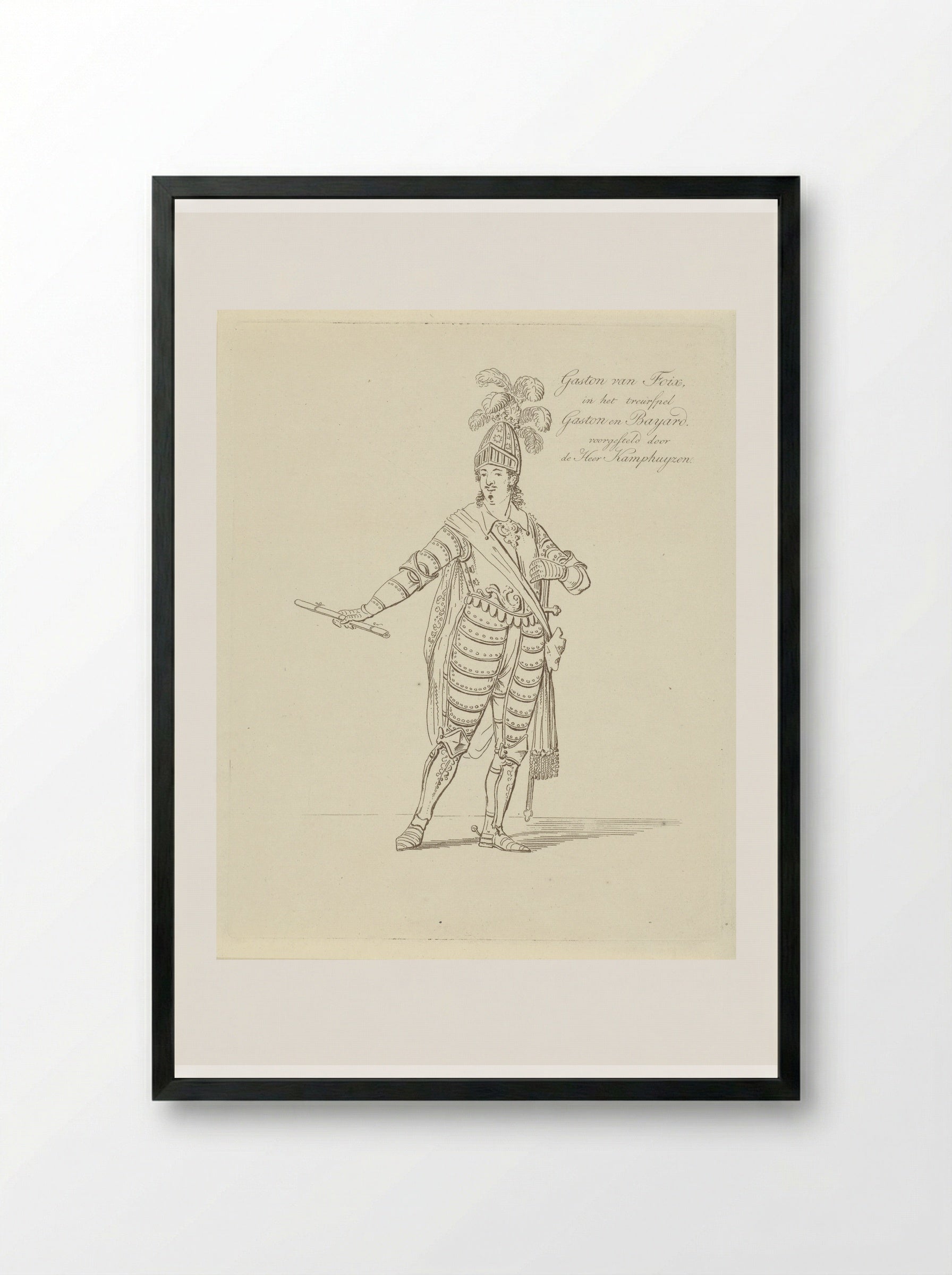 Portret van Dirk Kamphuijzen als Gaston van Foix - Johannes Jelgerhuis - Framed Print Black