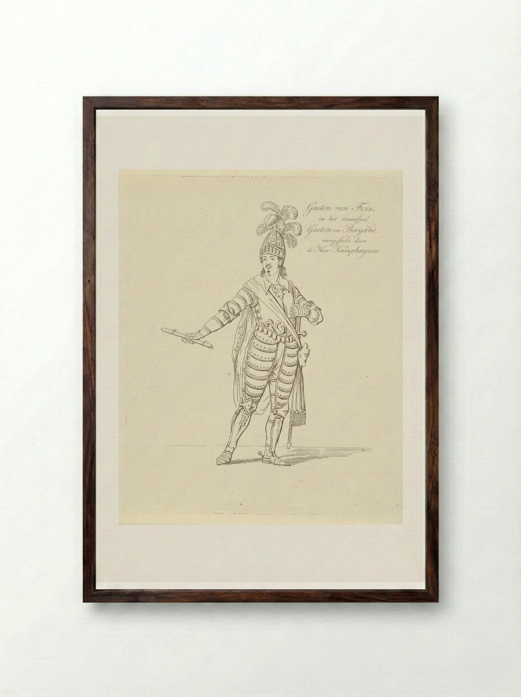 Portret van Dirk Kamphuijzen als Gaston van Foix - Johannes Jelgerhuis - Framed Print Dark Wood