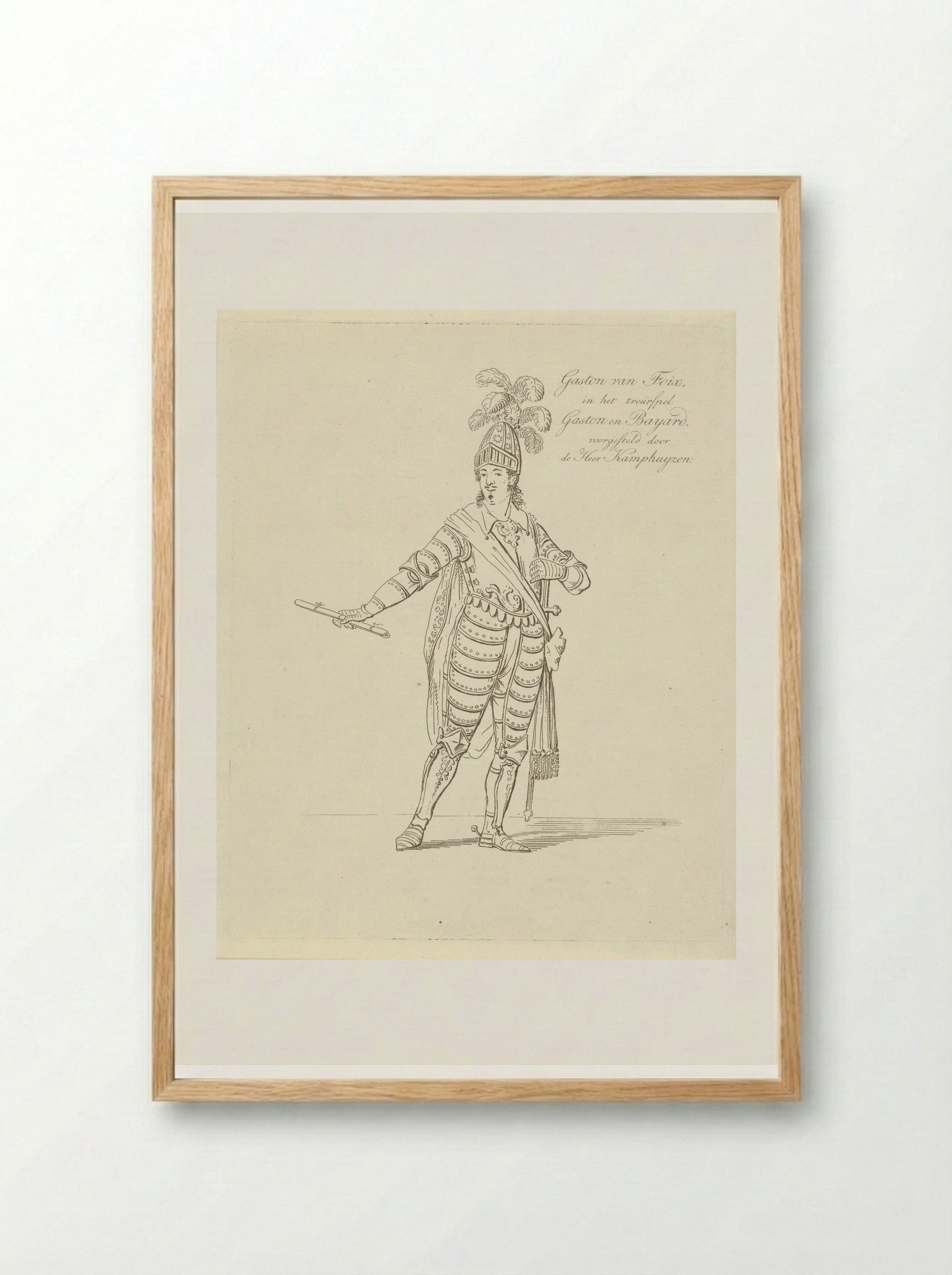 Portret van Dirk Kamphuijzen als Gaston van Foix - Johannes Jelgerhuis - Framed Print Wood