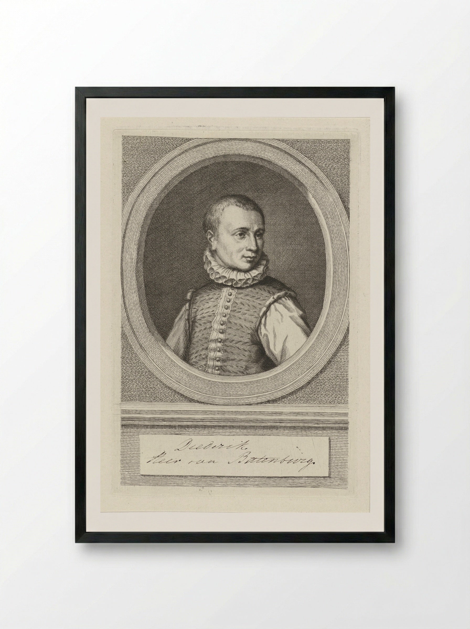 Portret van Dirk van Bronckhorst en Batenburg - Jacob Houbraken - Framed Print Black