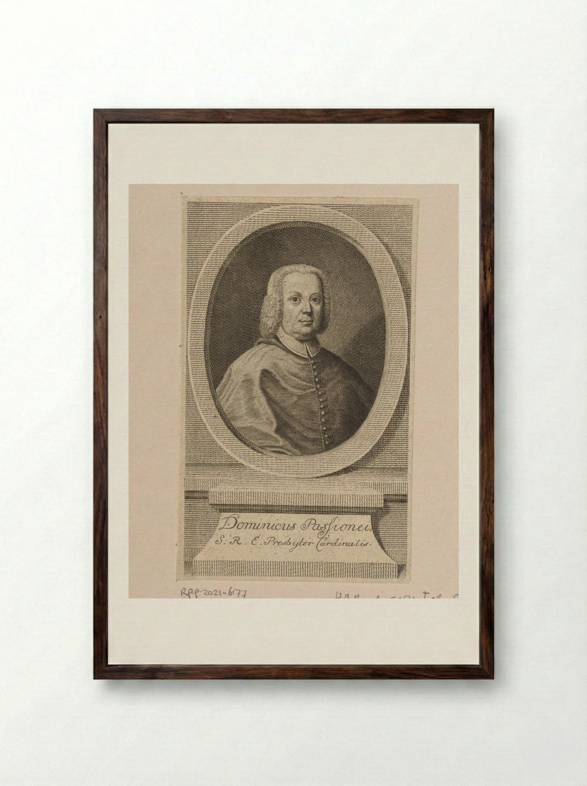 Portret van Domenico Passionei - Christian Fritzsch - Framed Print Dark Wood
