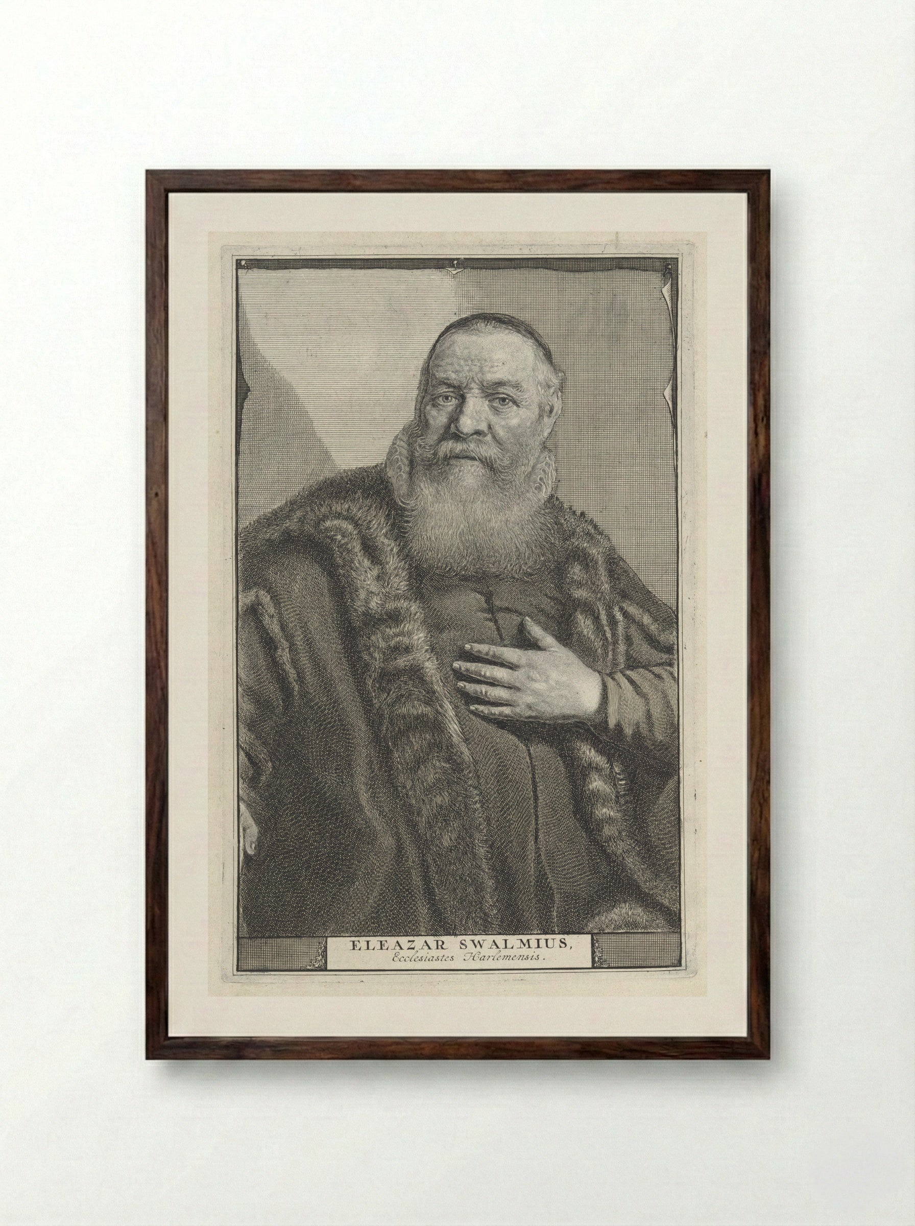 Portret van Eleazar Swalmius - Jonas Suyderhoef - Framed Print Dark Wood