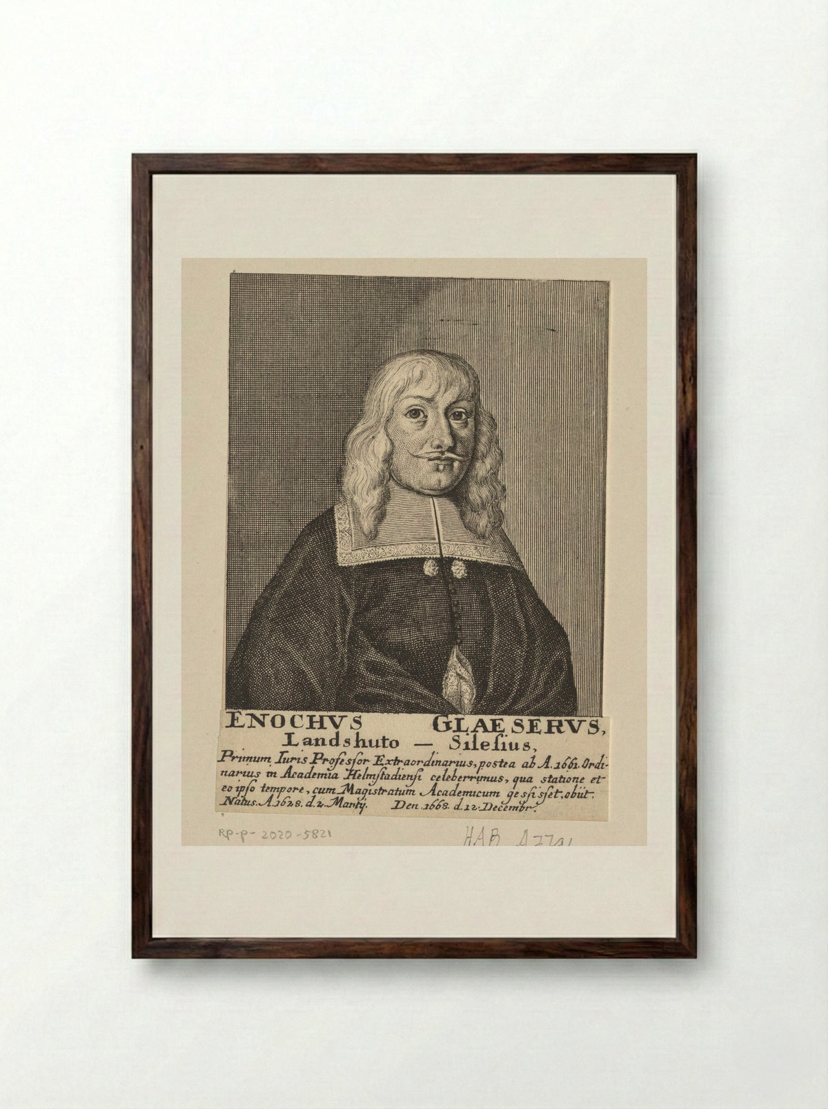 Portret van Enoch Gläser - Tobias Gabriel Beck - Framed Print Dark Wood