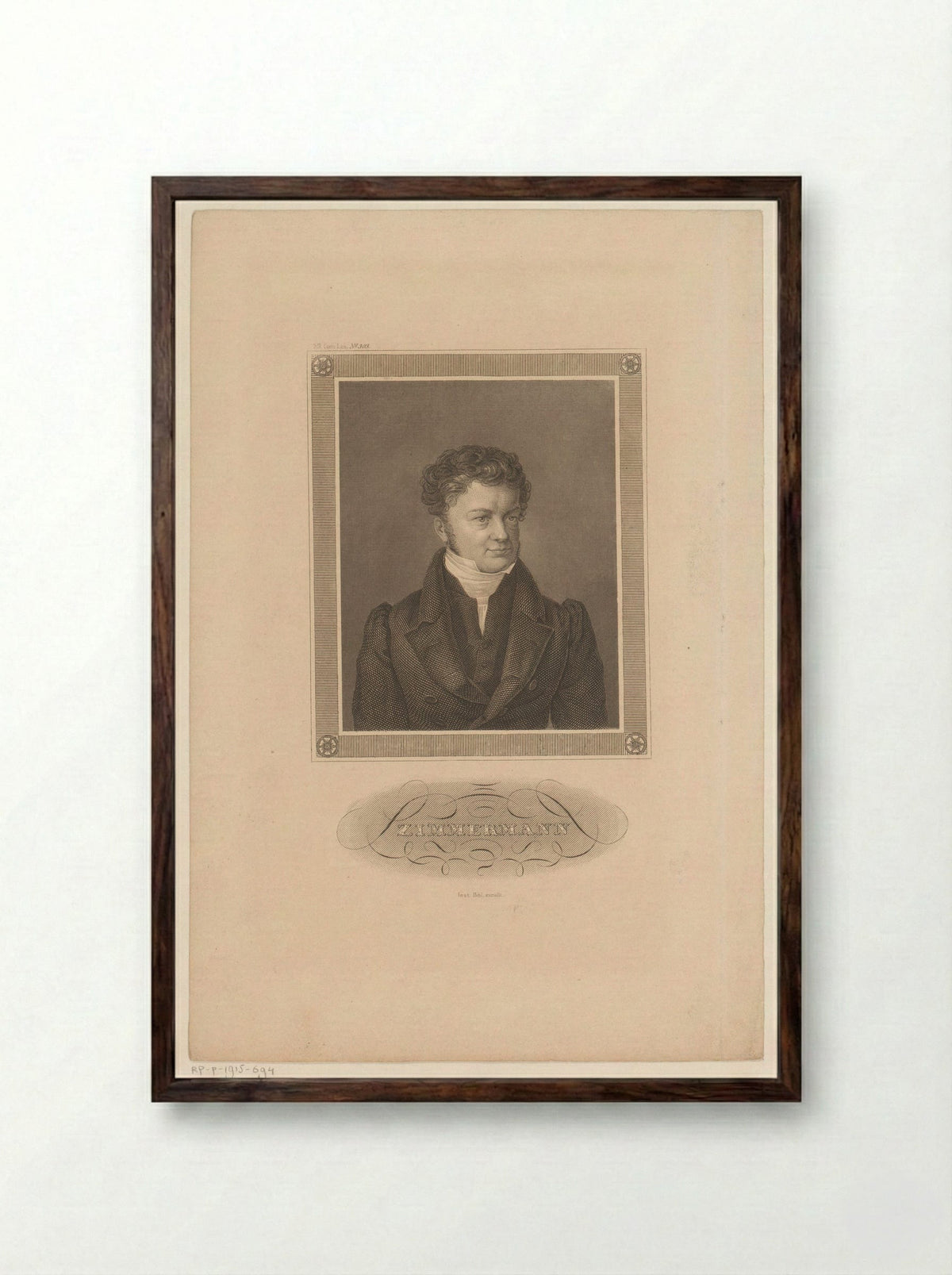 Portret van Ernst Zimmermann - Friedrich Wagner - Framed Print Dark Wood