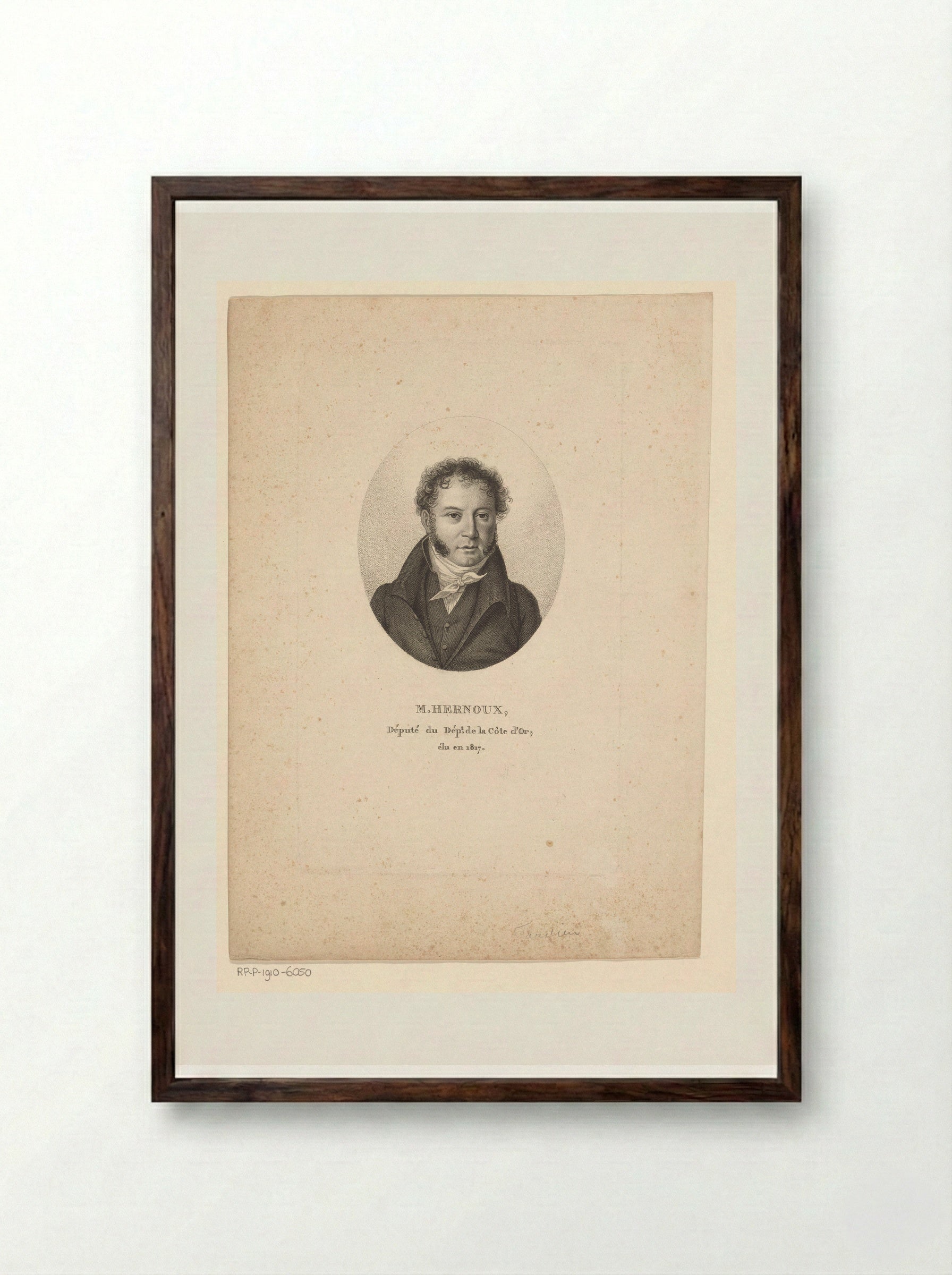 Portret van Etienne Nicolas Philibert Hernoux - Ambroise Tardieu - Framed Print Dark Wood
