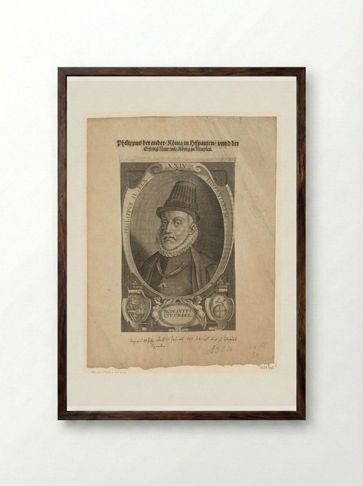 Portret van Filips II, koning van Napels - Lucas Kilian - Framed Print Dark Wood