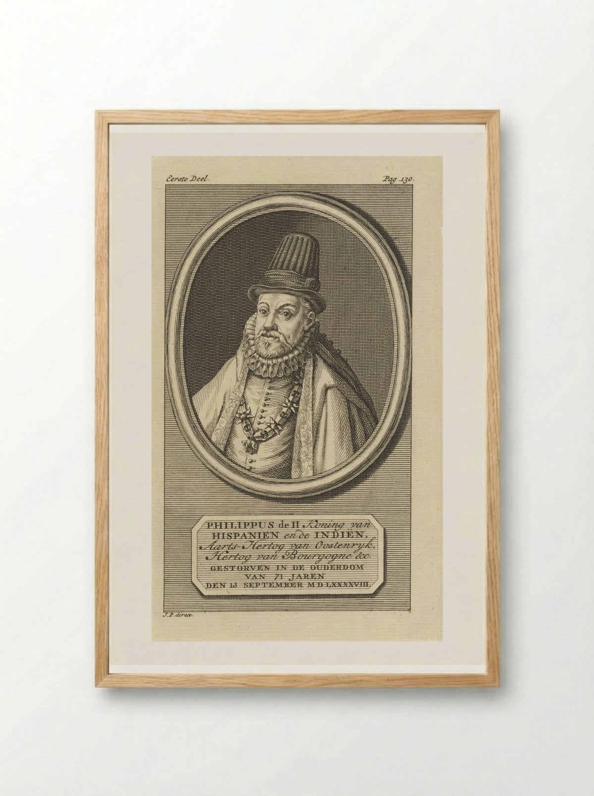 Portret van Filips II, koning van Spanje - Jan Punt - Framed Print Wood
