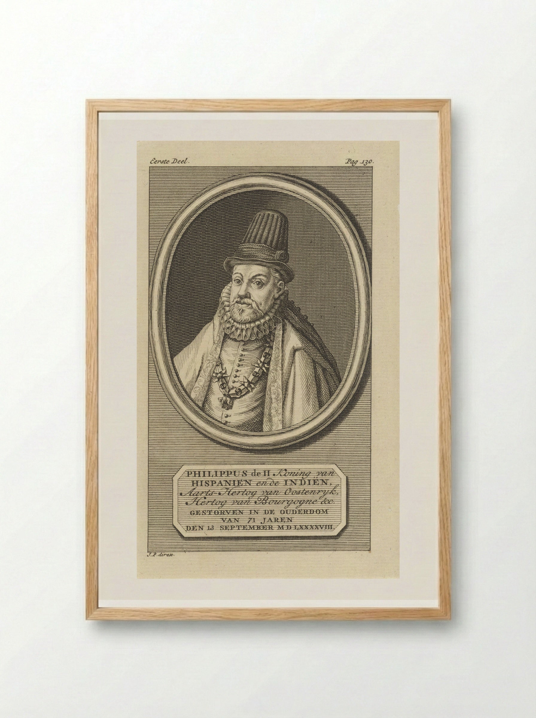 Portret van Filips II, koning van Spanje - Jan Punt - Framed Print Wood
