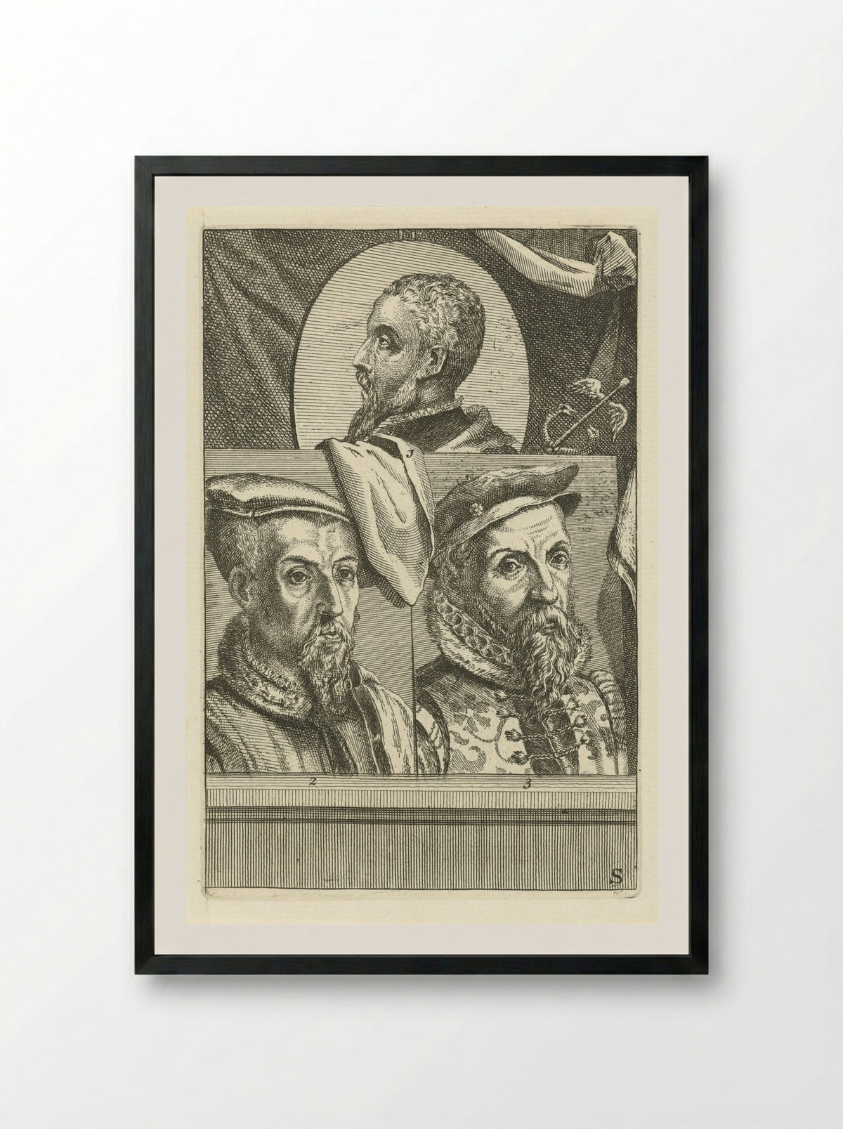 Portret van Filips II van Spanje - Hieronymus Cock - Framed Print Black