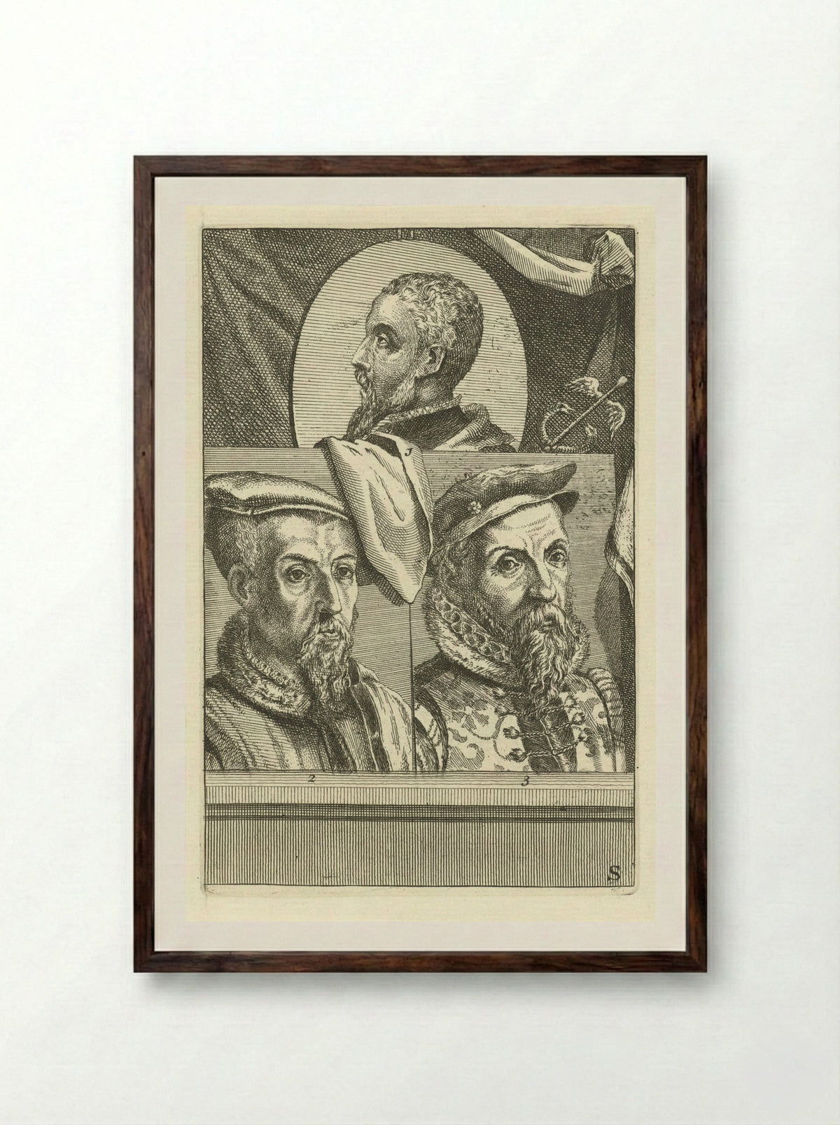 Portret van Filips II van Spanje - Hieronymus Cock - Framed Print Dark Wood
