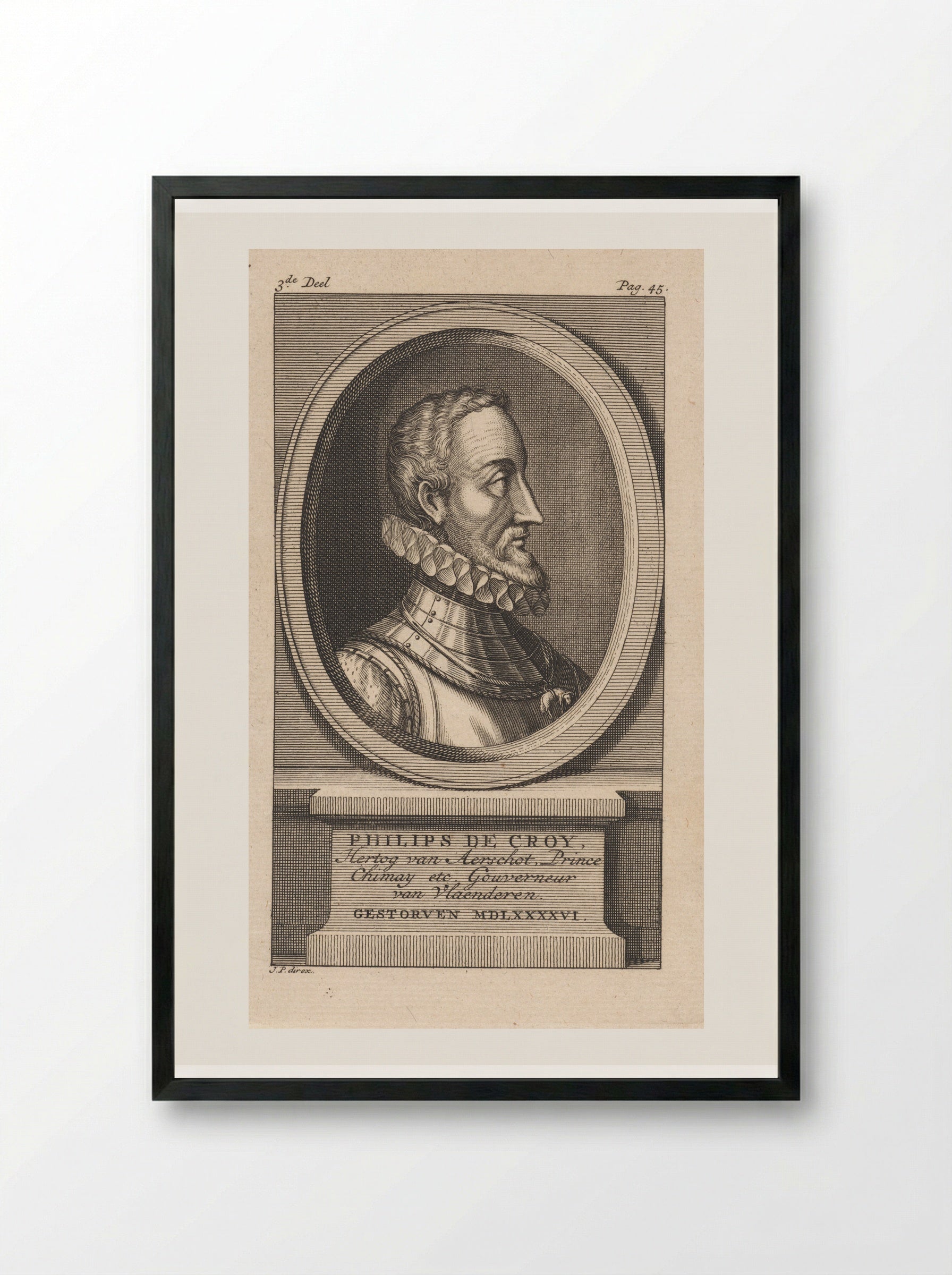 Portret van Filips III van Croÿ, hertog van Aarschot, prins van Chimay - Jan Punt - Framed Print Black