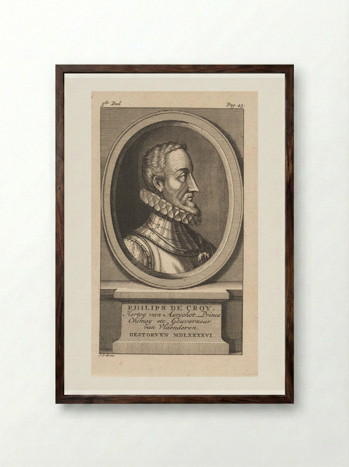 Portret van Filips III van Croÿ, hertog van Aarschot, prins van Chimay - Jan Punt - Framed Print Dark Wood