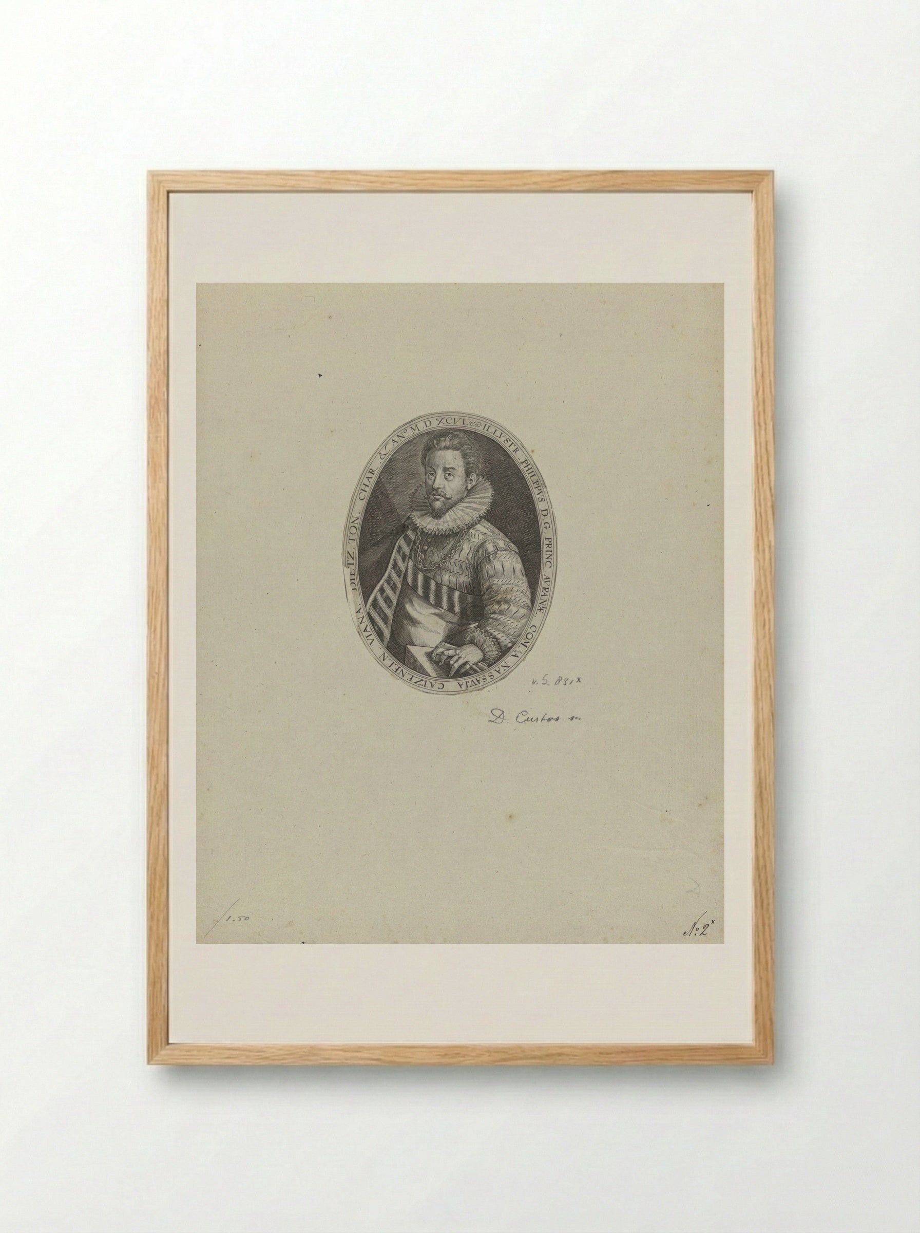 Portret van Filips Willem, prins van Oranje - Dominicus Custos - Framed Print Wood