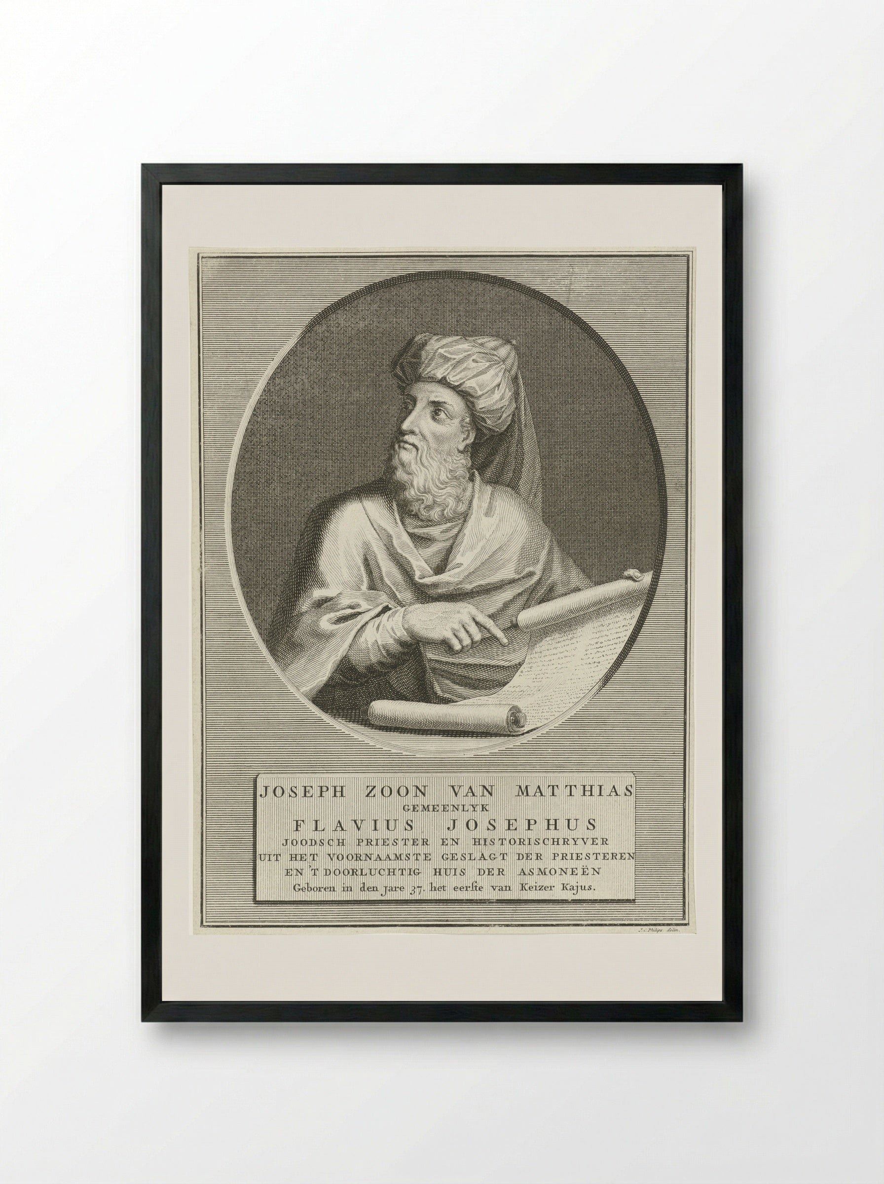 Portret van Flavius Josephus - Jan Caspar Philips - Framed Print Black