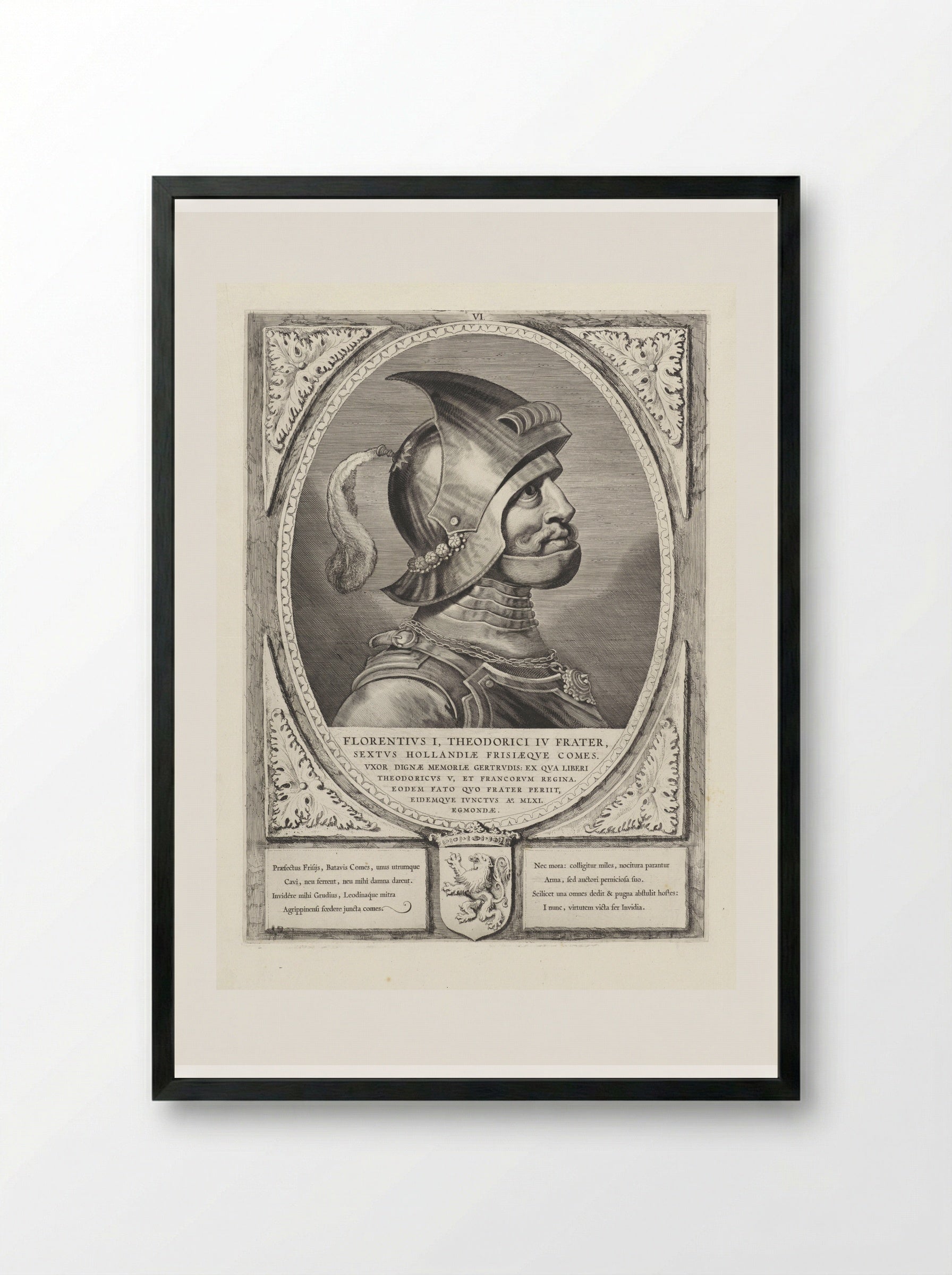 Portret van Floris I, graaf van Holland - Cornelis Visscher (II) - Framed Print Black
